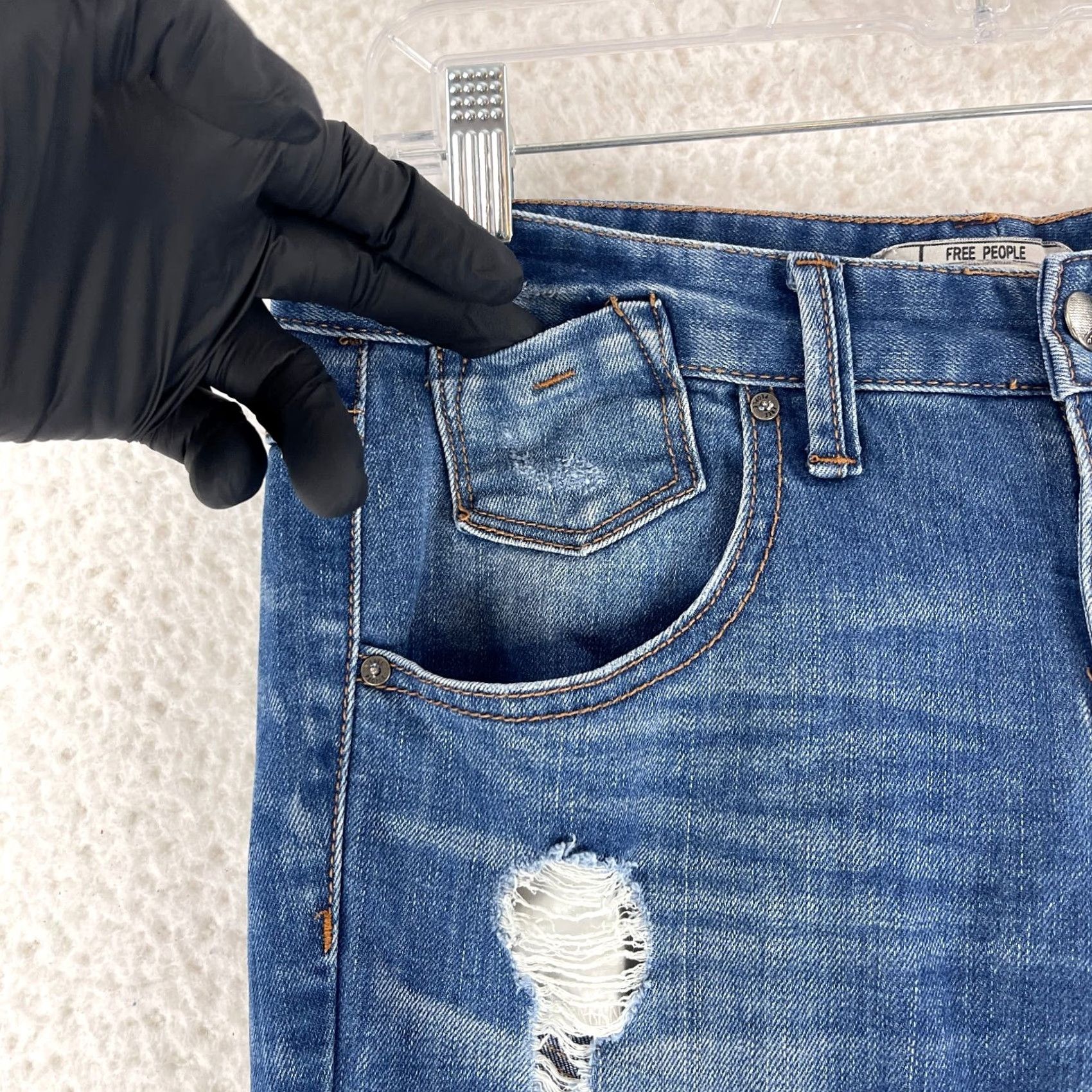 Free People Free People Jeans Womens 26 Blue Denim Low Rise Skinny Distressed Casual Jeans Size 26" / US 2 / IT 38 - 4 Thumbnail