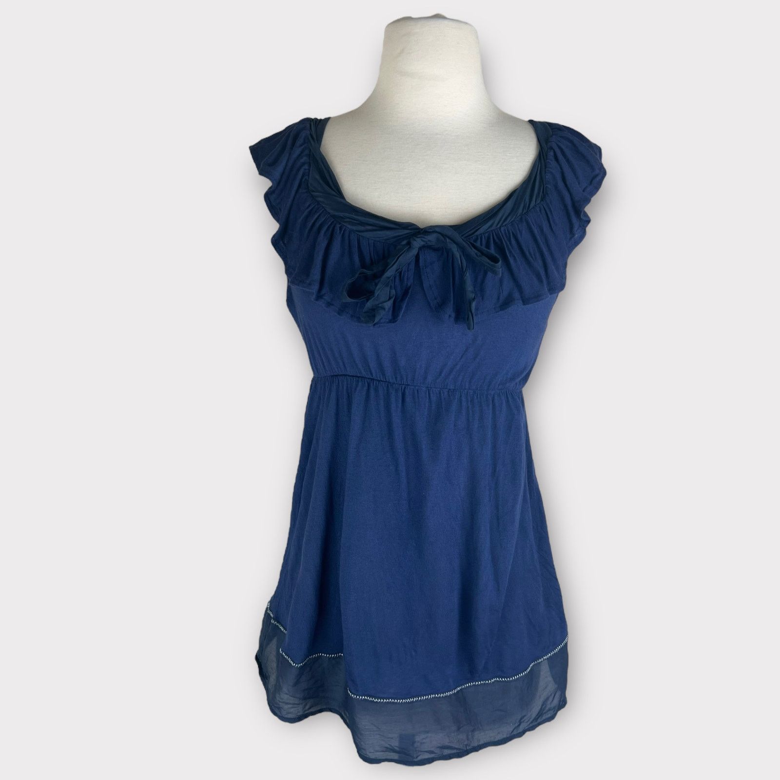Vintage Delia Vintage Y2K Boho Empire Waist Navy Silk Blend Top Size S / US 4 / IT 40 - 7 Thumbnail