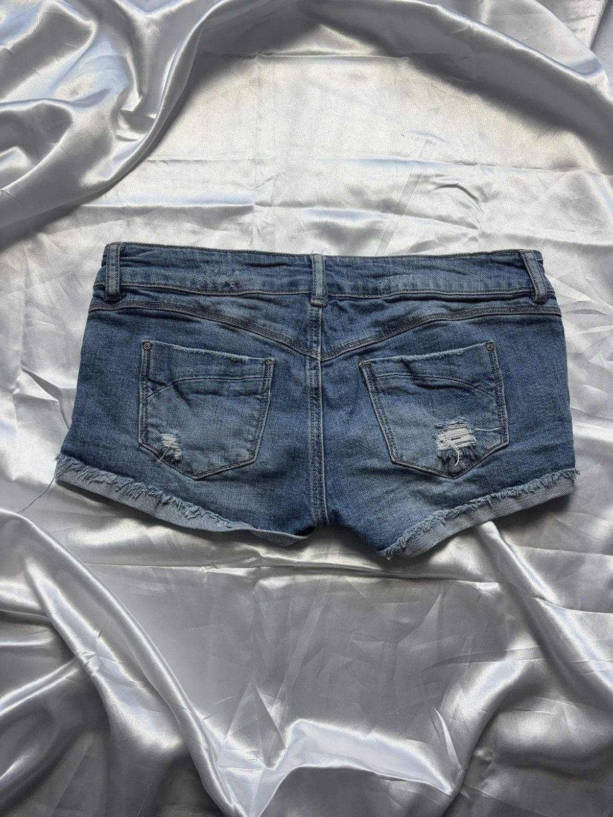 Japanese Brand × Vintage Micro sexy mini denim vintage distressed shorts Size 29" - 2 Thumbnail