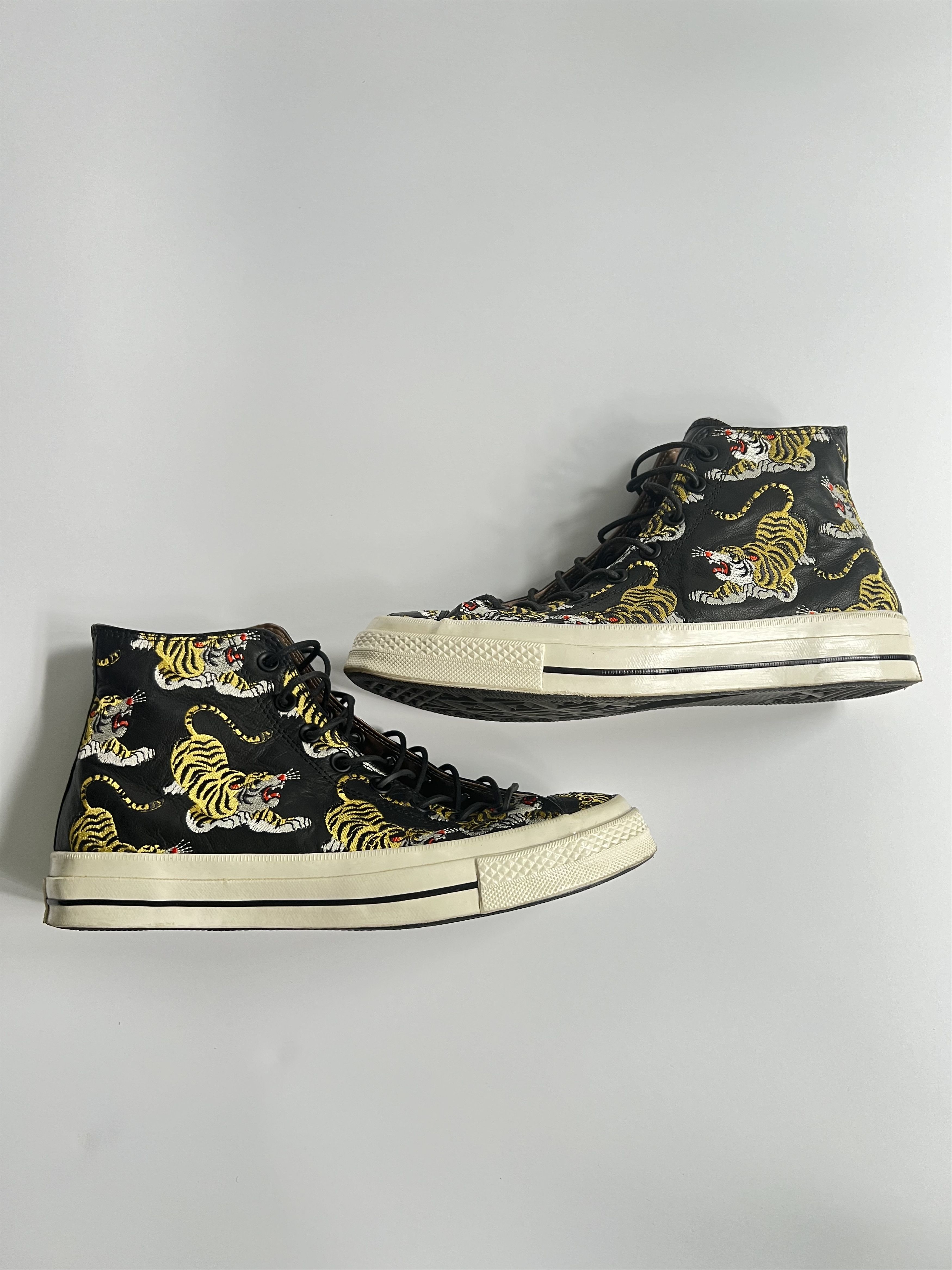 image of Converse 70's Hi-Top Chuck Taylor Tiger Souvenir Jacket Shoes in Black/Egret, Men's (Size 10)