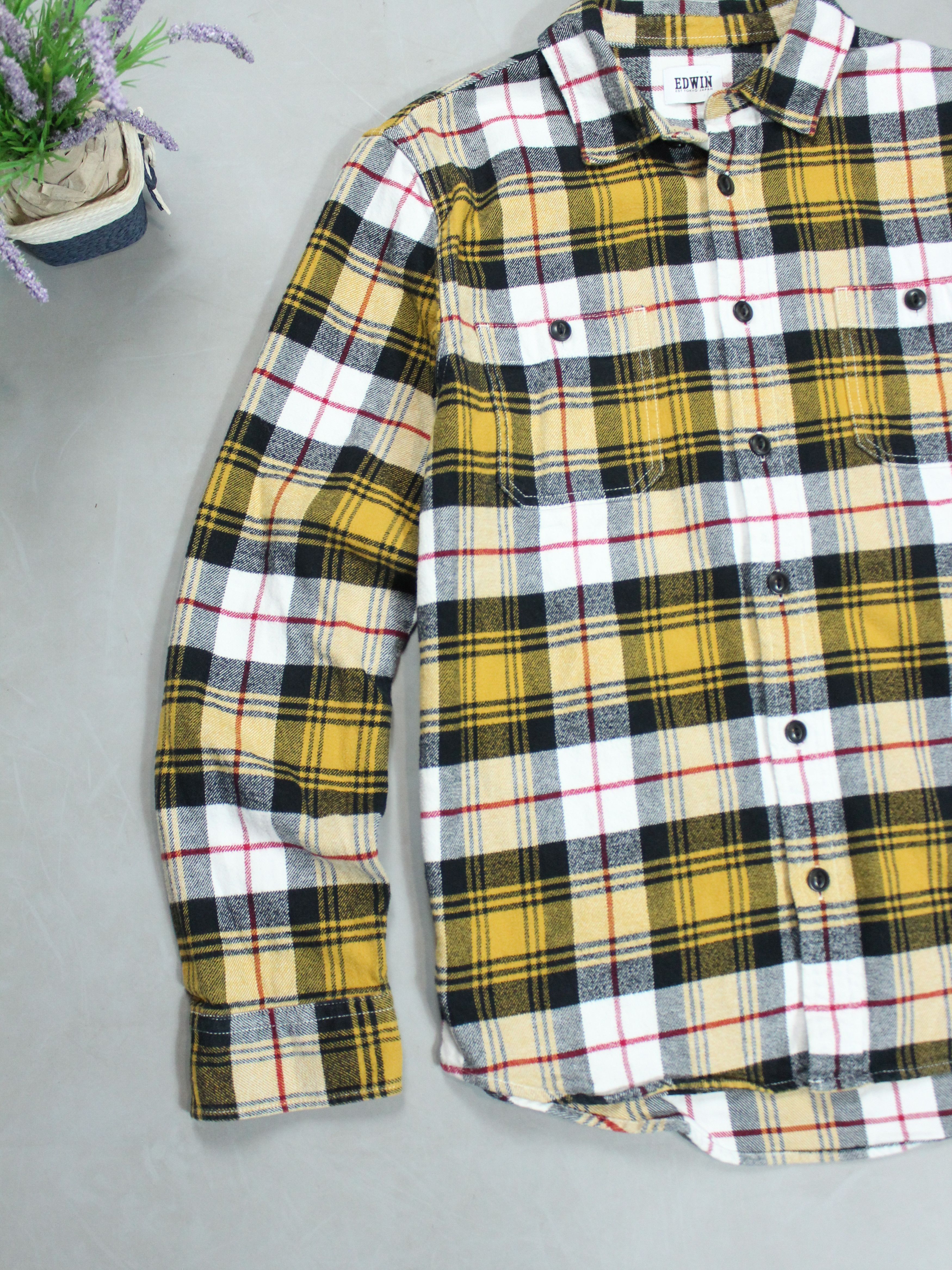 Edwin × Japanese Brand EDWIN LABOUR SHIRT CHECHERED YELLOW SHIRT MENS M 48 Size US M / EU 48-50 / 2 - 2 Thumbnail