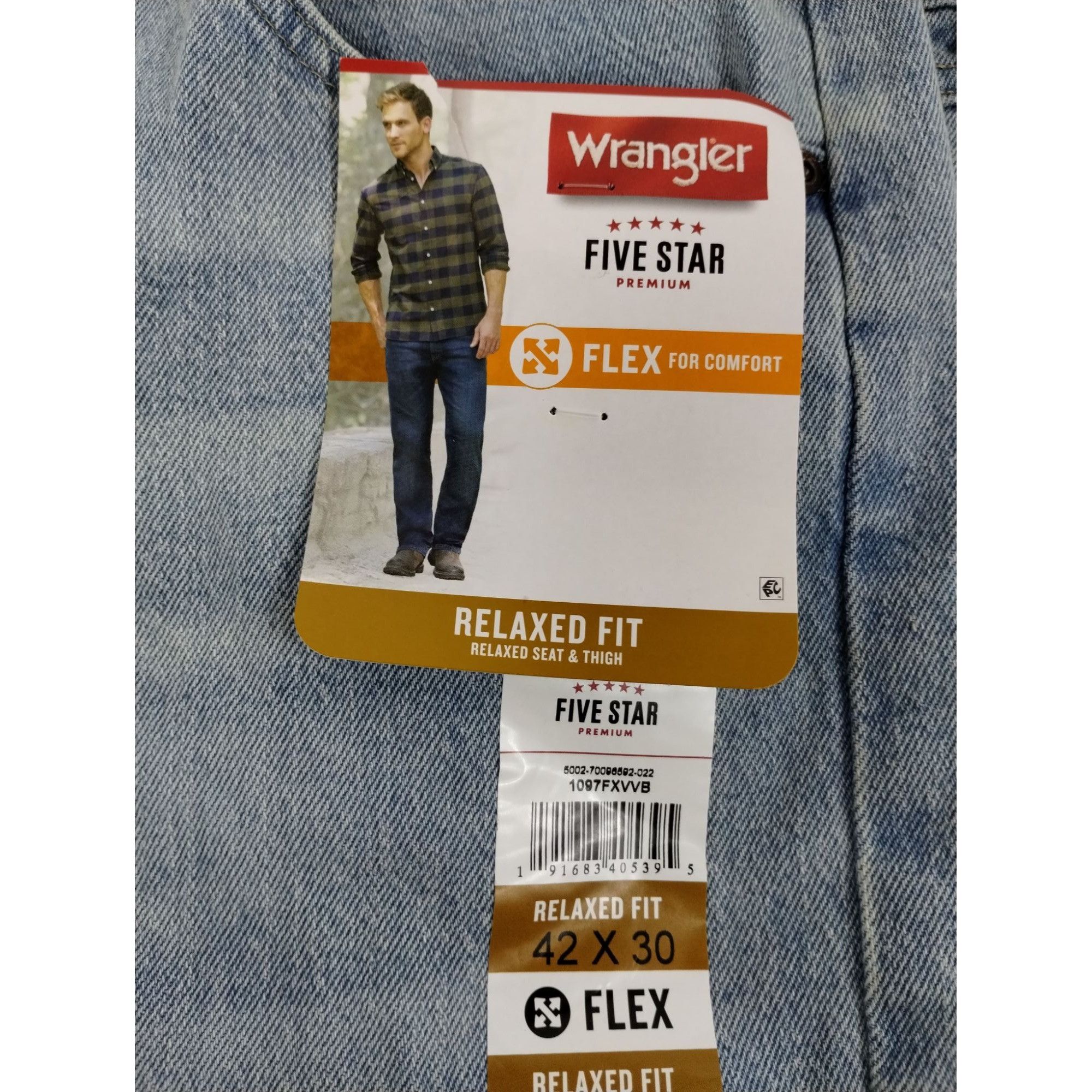 Wrangler Wrangler Relaxed Fit Five Star Denim Jeans Mens 42 x 30 Ligh Size US 42 / EU 58 - 2 Thumbnail