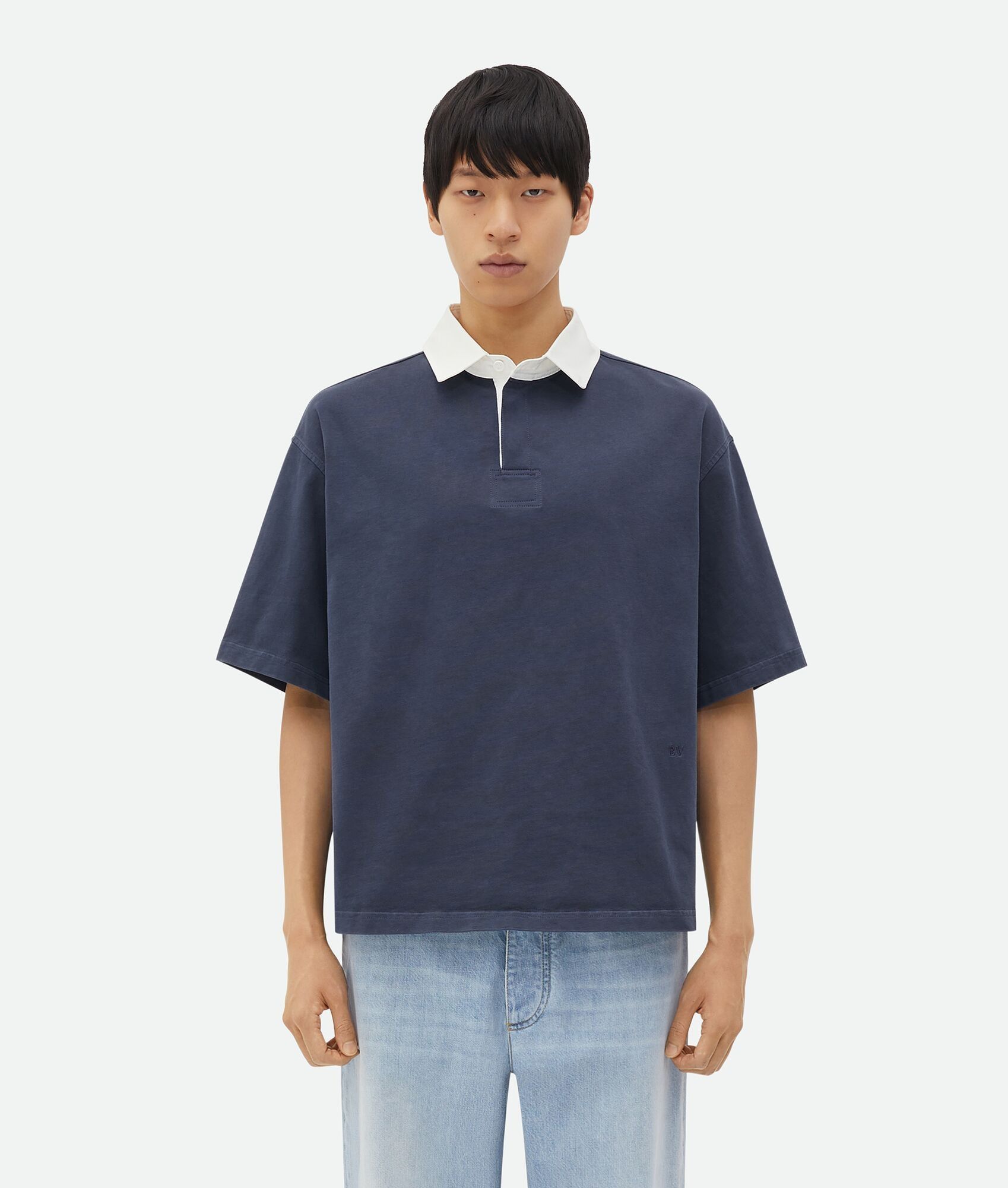 o1n1vont0625 Relaxed Fit Washed-Out Jersey Polo Shirt
