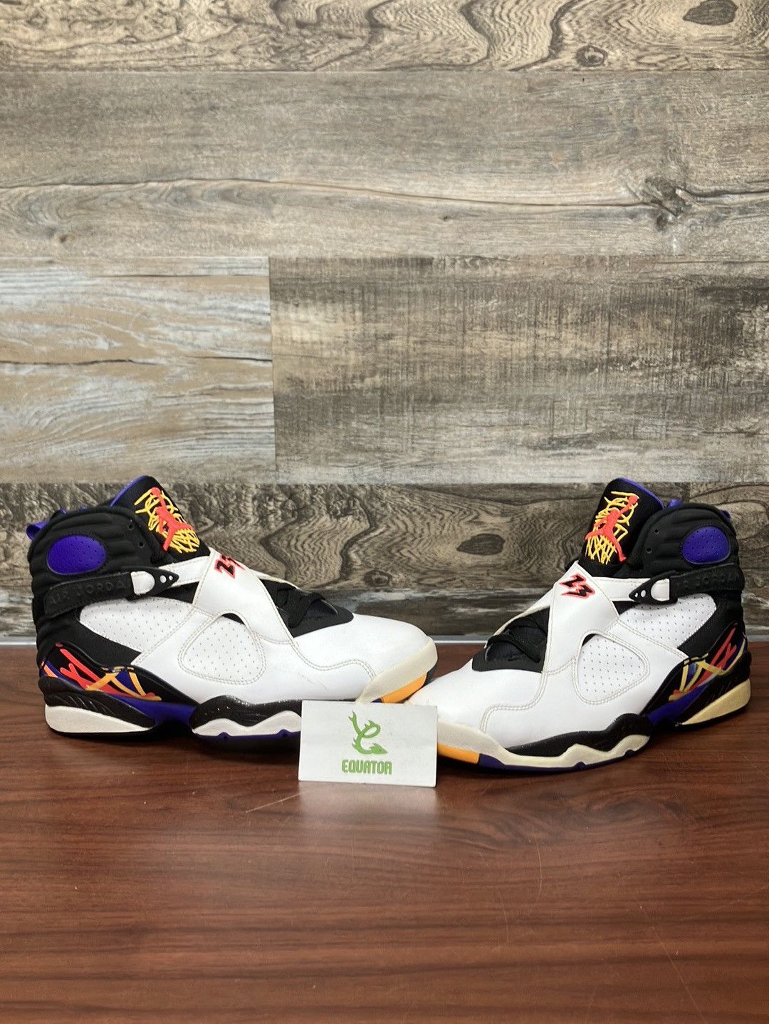 image of Jordan Brand 8 Retro Three Peat Size 9 Shoes in White, Men's