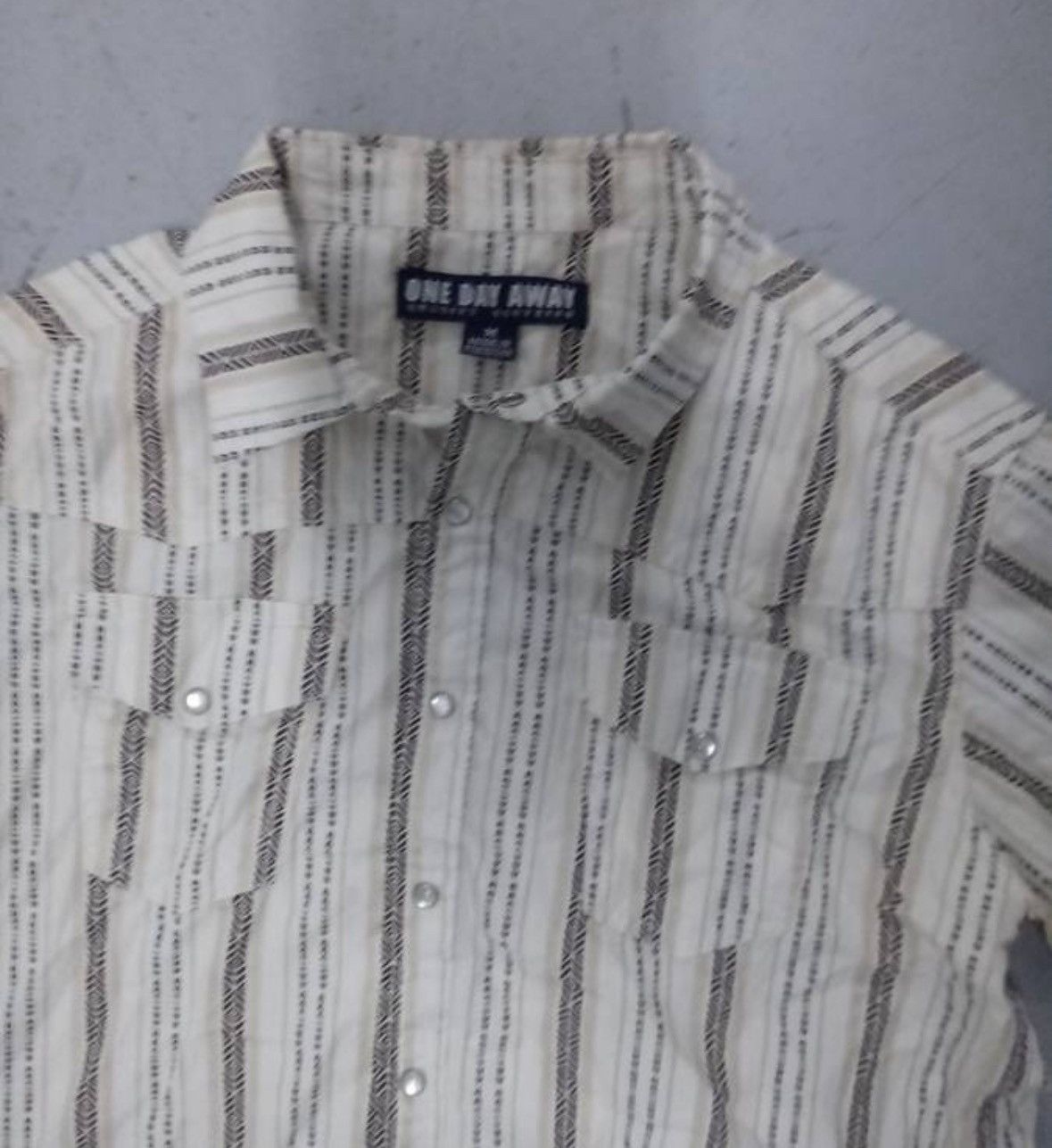 Other ONE DAY AWAY Striped Cotton Short Sleeve Button-Up Size M Size US M / EU 48-50 / 2 - 2 Thumbnail