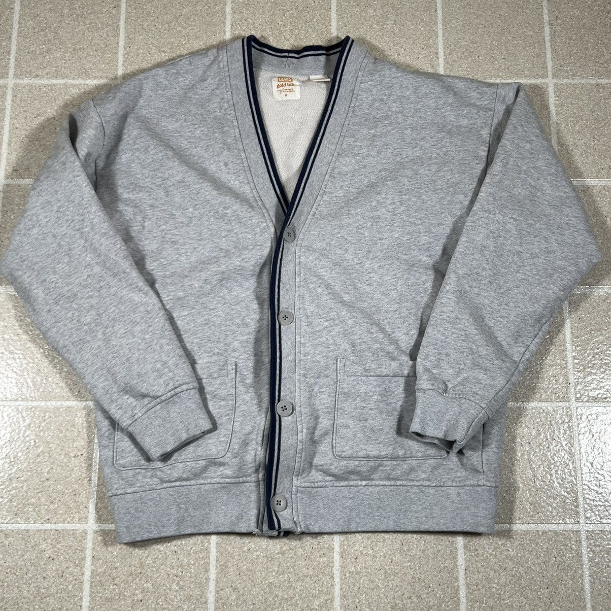 Levi's Vtg LEVIS Gold Tab Mens Cotton V-Neck Button CARDIGAN Gray M Size US M / EU 48-50 / 2 - 1 Thumbnail