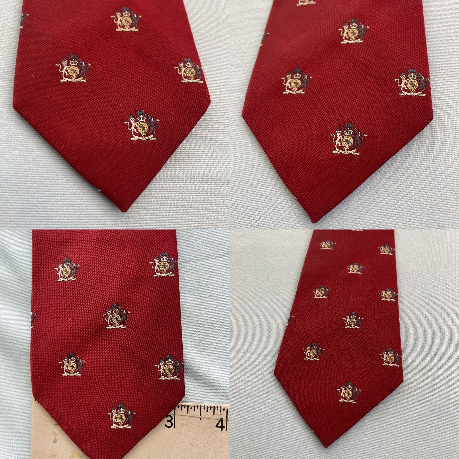 Vintage St. Clair's vtg Necktie Clubs English Woven Silk Poly Tie Unicorn Crest Red 3x57 Size ONE SIZE - 8 Thumbnail