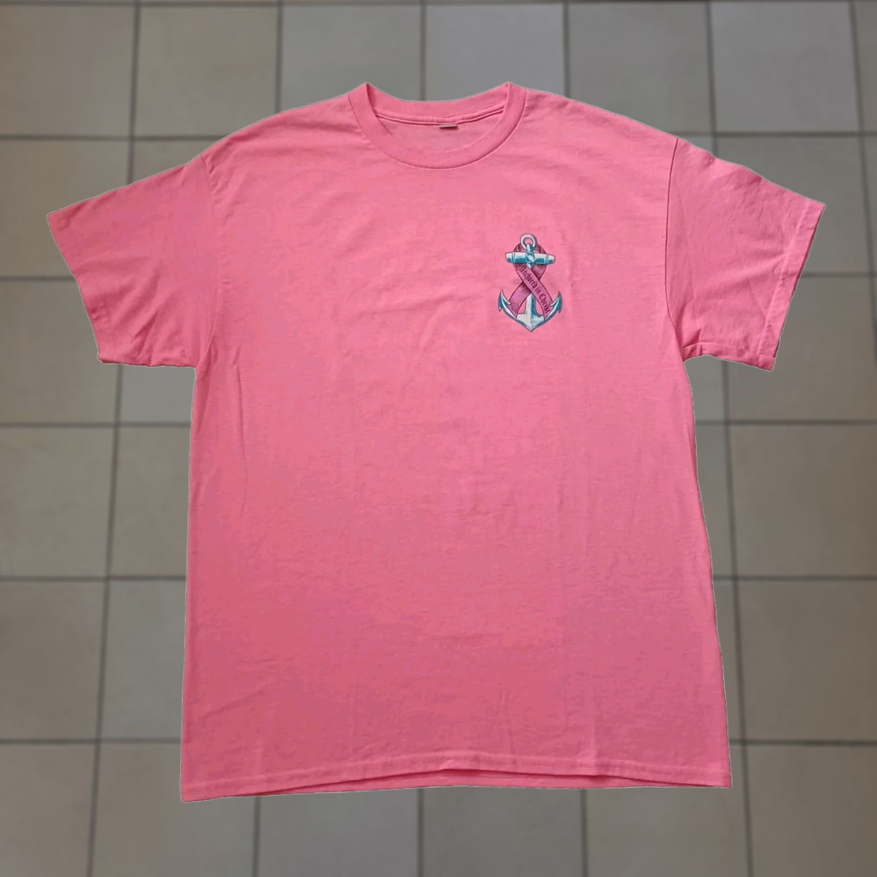 Vintage Jesus T Shirt Pink Cross Logo Graphic Anchored In Christ Faith Hope Love Large Men Regular Short Sleeve Crew Neck SVG Size US L / EU 52-54 / 3 - 1 Thumbnail