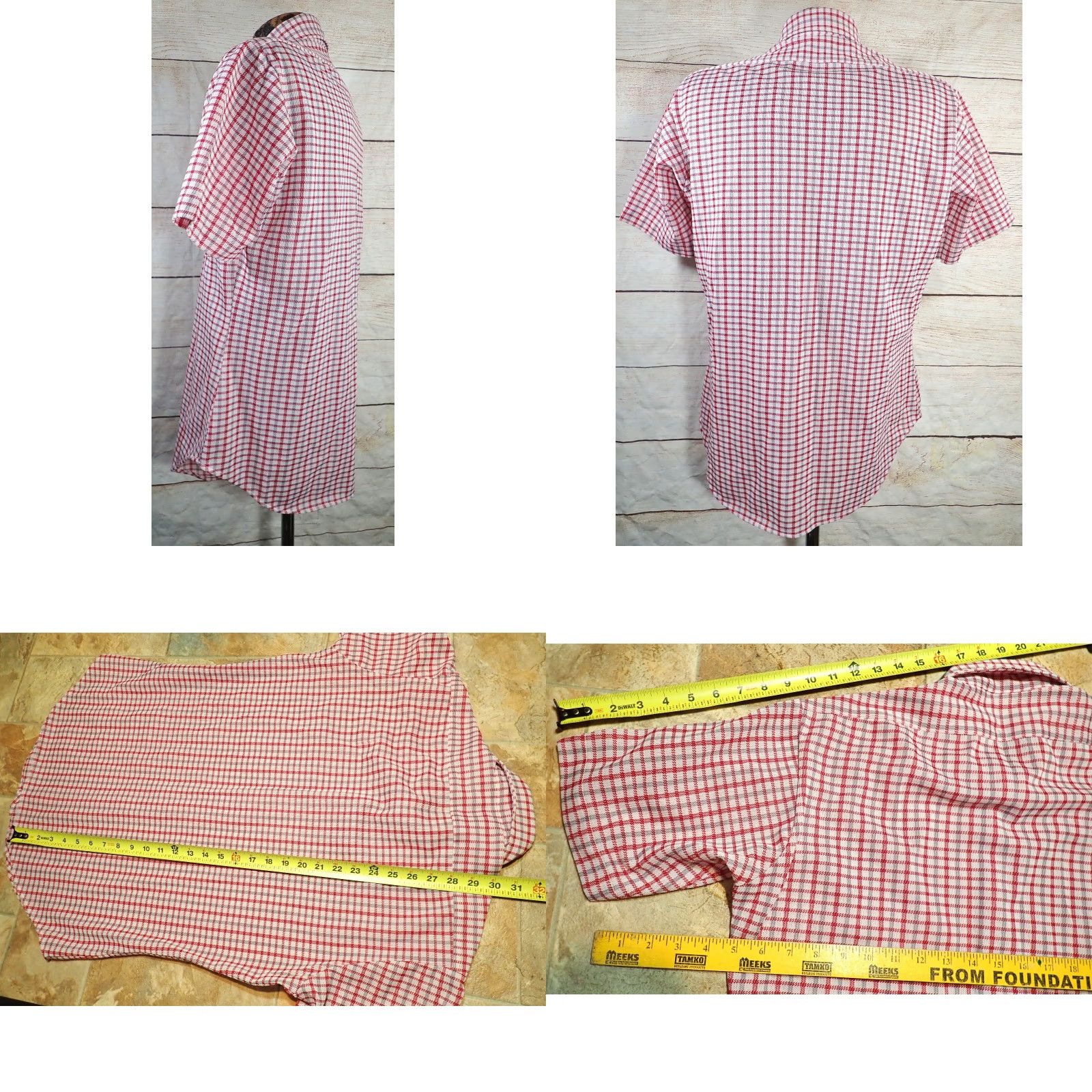 Sears VINTAGE SEARS Dagger Point Collar Disco Shirt Mens M Red White Gray Plaid Shirt Size US M / EU 48-50 / 2 - 8 Thumbnail