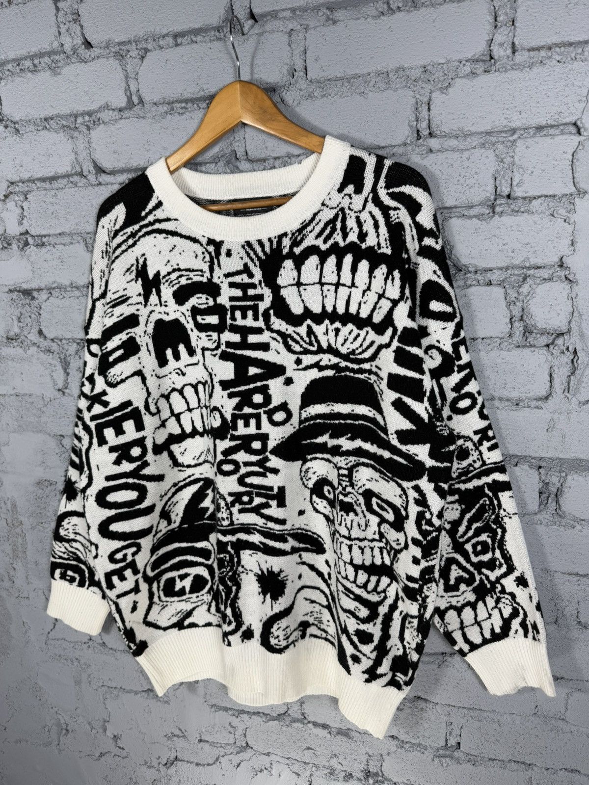 Japanese Brand RARE ! Skeleton Skullpile Anarchy Punk Knitwear Size US XL / EU 56 / 4 - 3 Thumbnail
