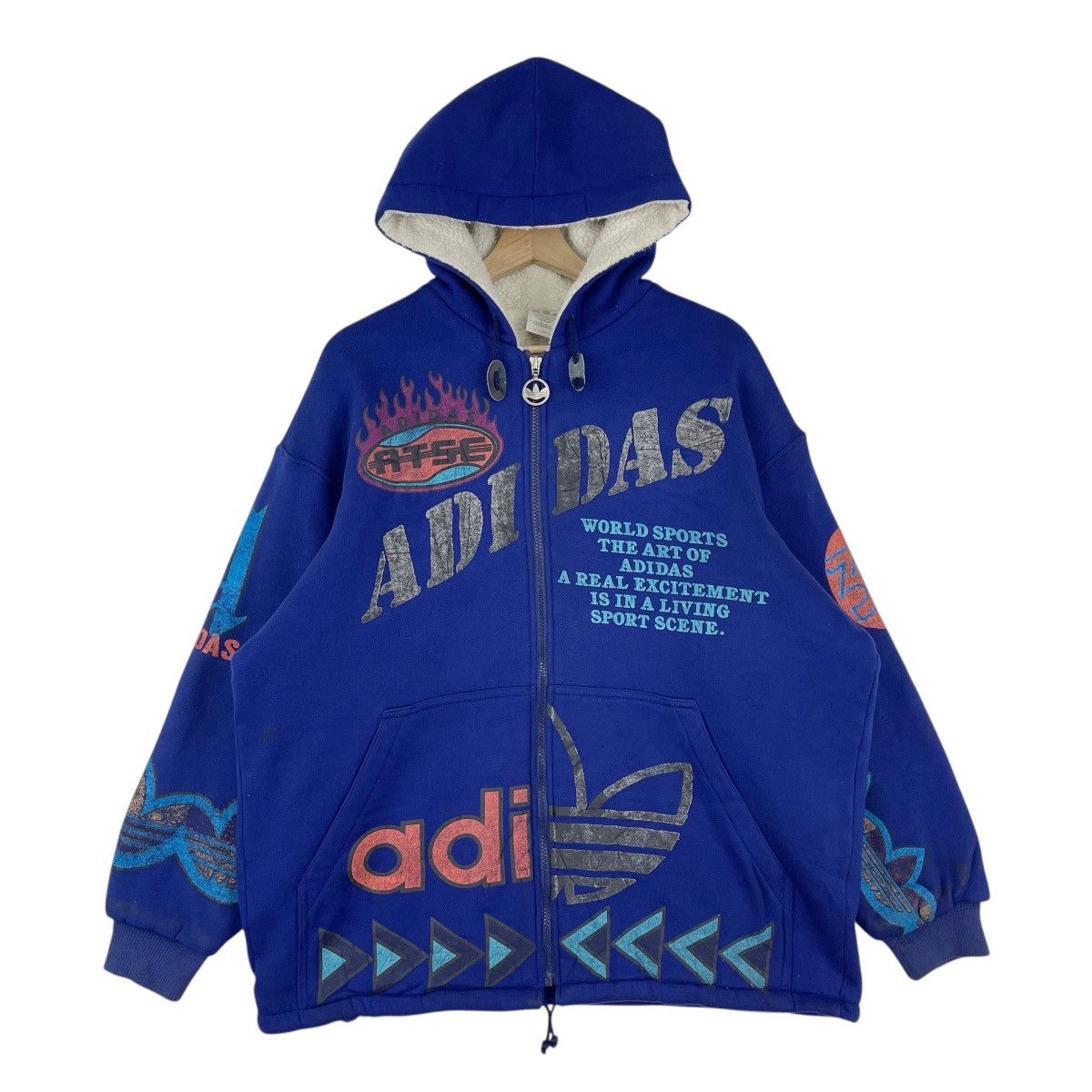 Adidas × Vintage 90’s Adidas Fleece Lined Zipper Hoodie Size US XL / EU 56 / 4 - 1 Thumbnail