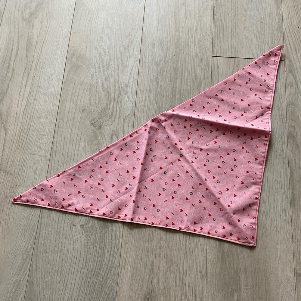Designer Pink and Red Valentines Love Dog Bandana Size ONE SIZE - 1 Thumbnail