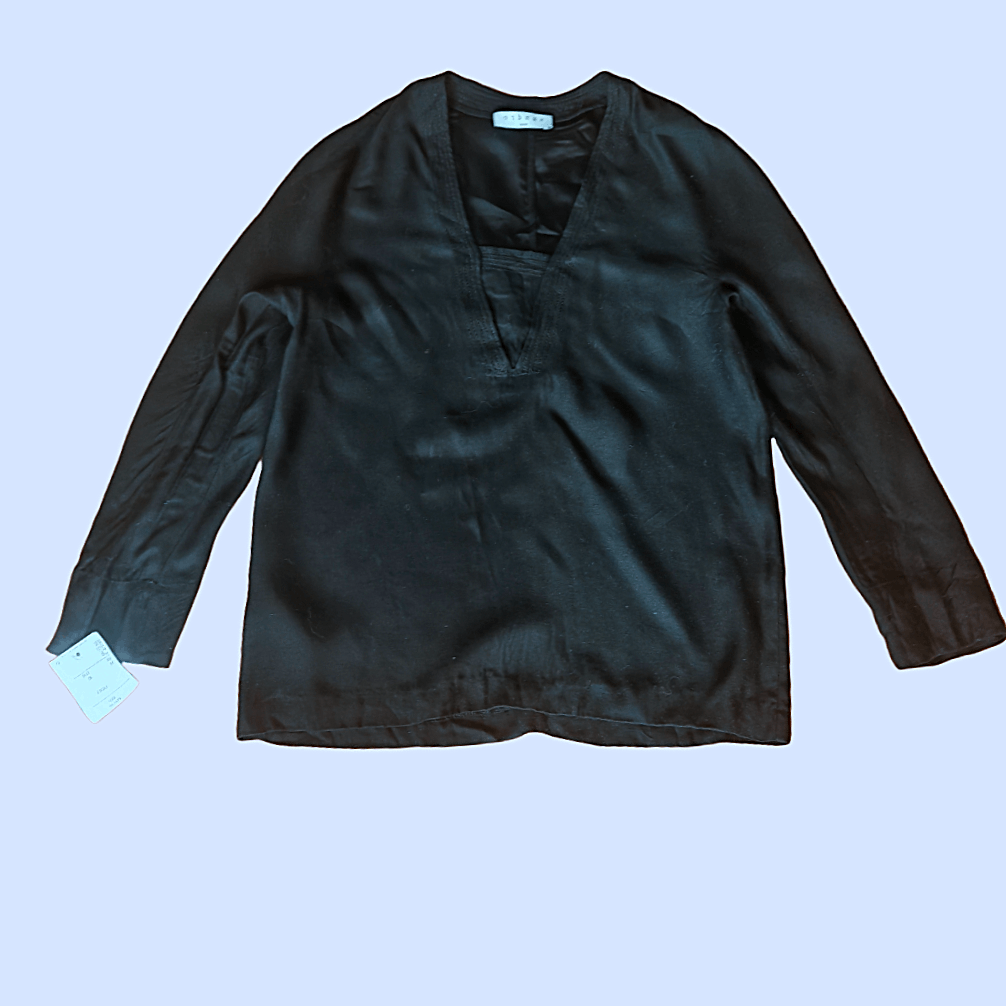 Designer × Sandro NWT Sandro Paris Black Viscose Long Sleeve Blouse size S-M Size M / US 6-8 / IT 42-44 - 8 Thumbnail