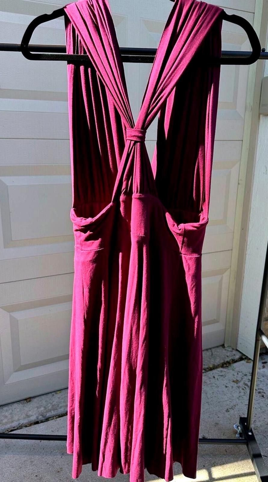 Designer WHBM Burgunday ``````````` Convertible Dress V-Neck Size 14 Size XL / US 12-14 / IT 48-50 - 2 Thumbnail
