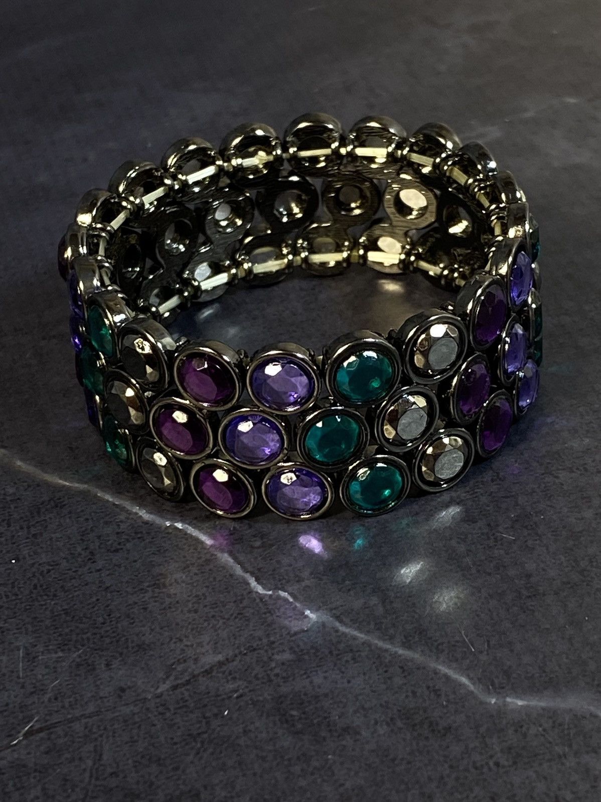 Jewelry Vintage Multi-Gemstone Stretch Bracelet, Unique Design Size ONE SIZE - 3 Thumbnail
