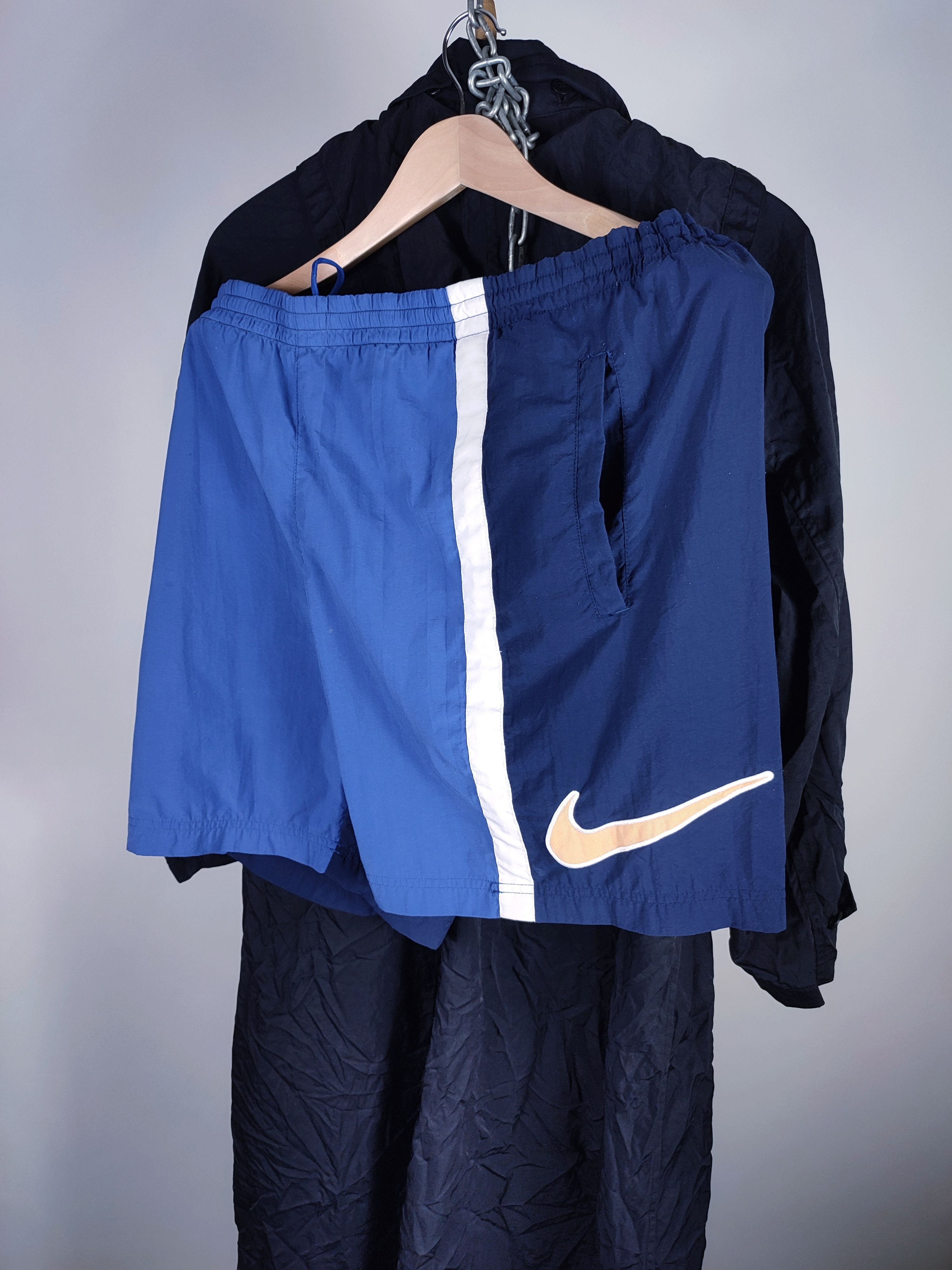 Pre-owned Nike X Vintage Nike Big Swoosh Shorts In Blues