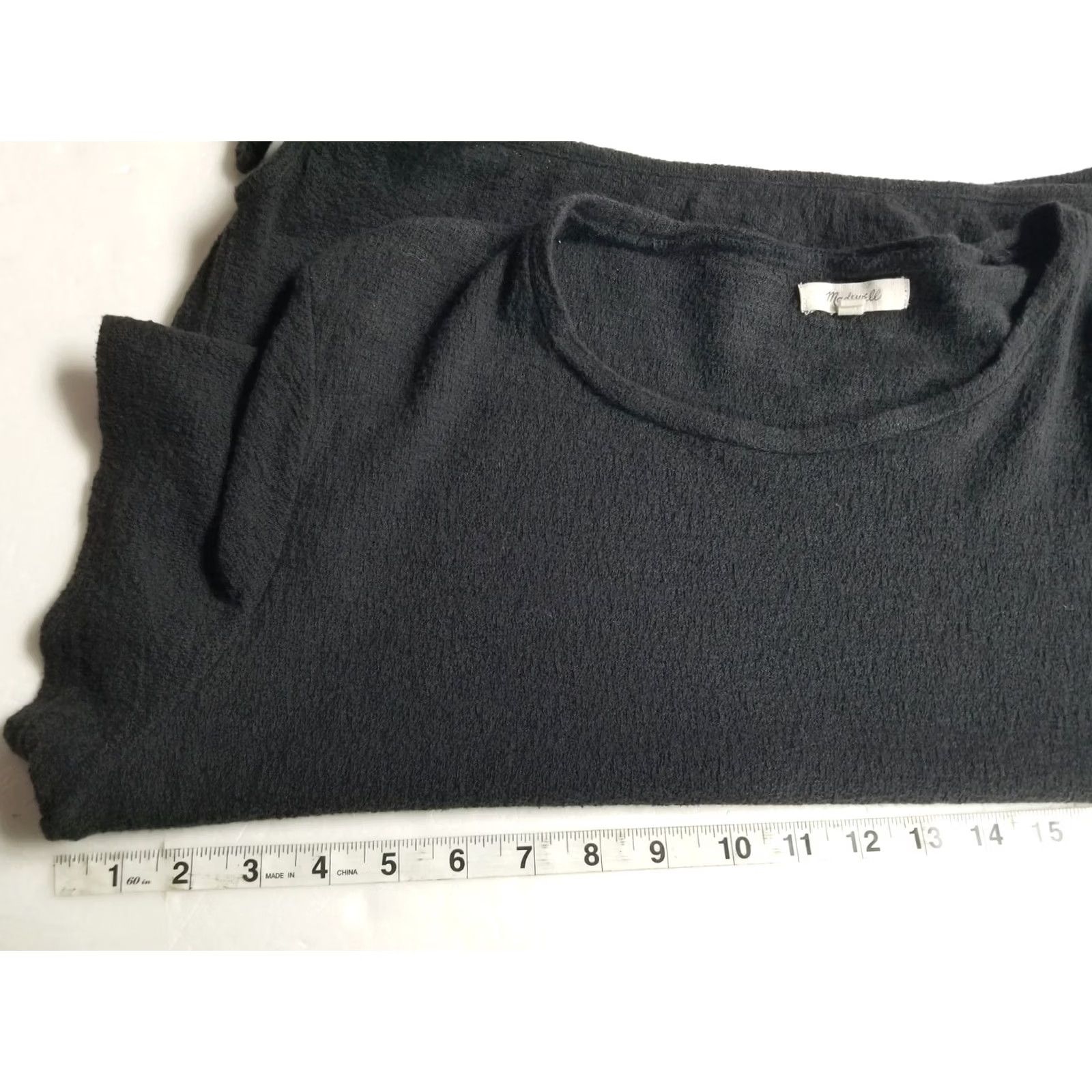 Madewell Madewell Womens XL Black Round Neck Long Sleeve Tie Blouse Lagenlook Minimalist Top Size XL / US 12-14 / IT 48-50 - 3 Thumbnail