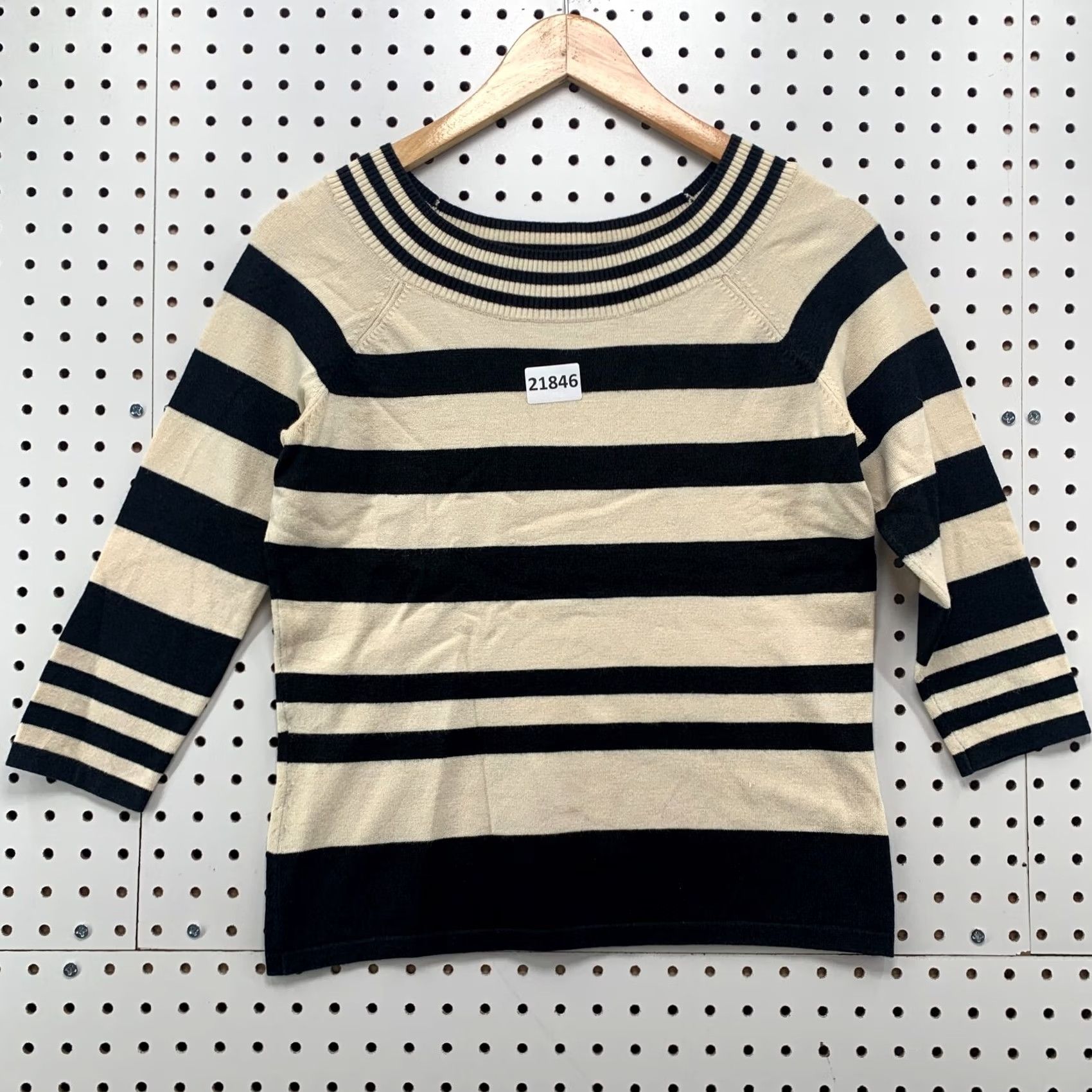 Vintage Style & Co. Collection Petite Striped Top Womens PS Black Silk Blend Shirt Size S / US 4 / IT 40 - 5 Thumbnail