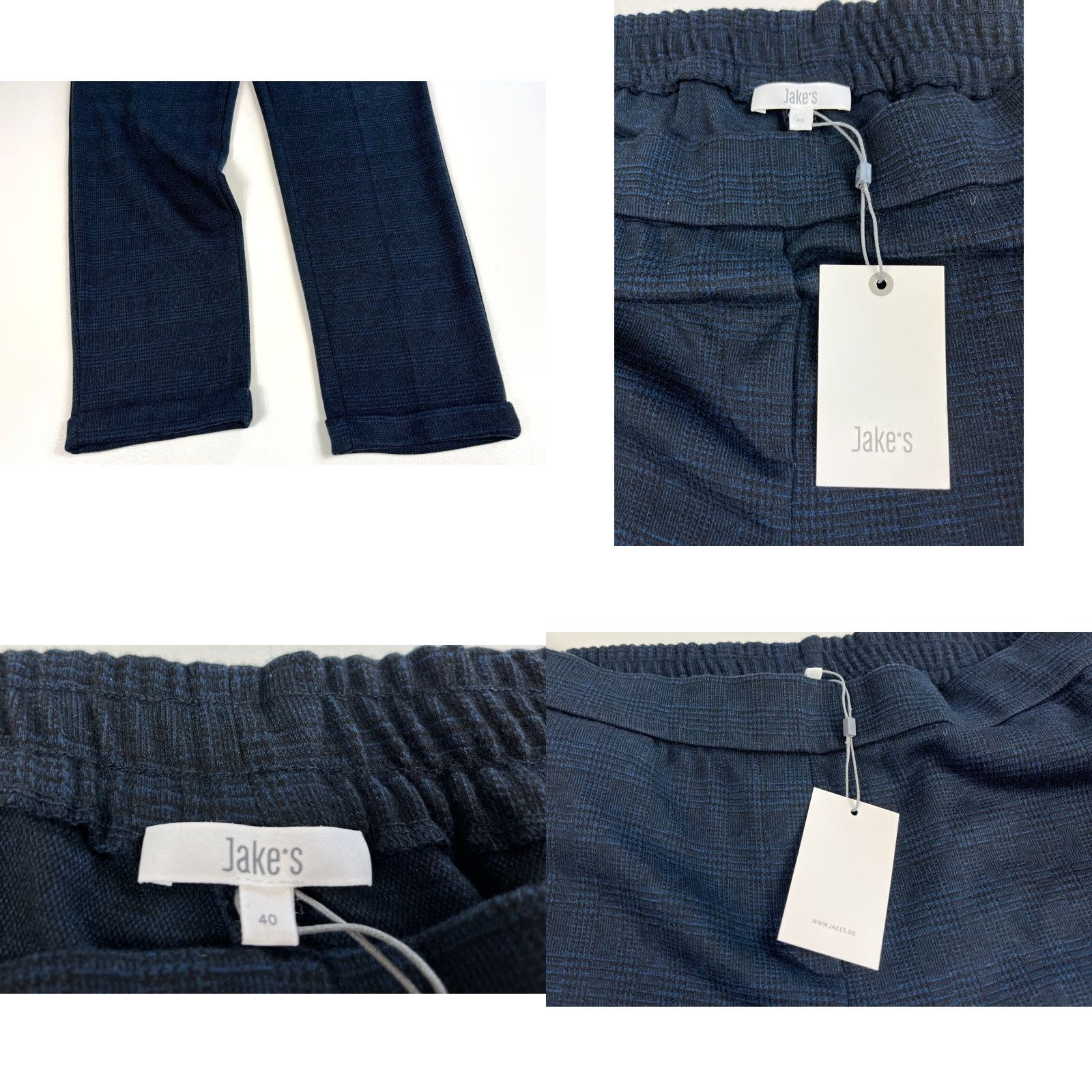 Vintage Jake*s Women’s Check Pants NWT Navy 40 Regular Elastic Waist Pleated Straight Inseam 28 in XS-XXL Compatible Size 27" / US 4 / IT 40 - 8 Thumbnail