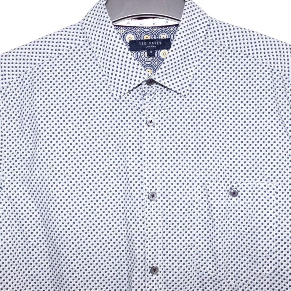 Ted Baker Ted Baker Dotbiz Shirt Navy White Dotted Button-Down Mens L VGC Button Up Casual Formal Jacket Style Shirt Size US L / EU 52-54 / 3 - 3 Thumbnail