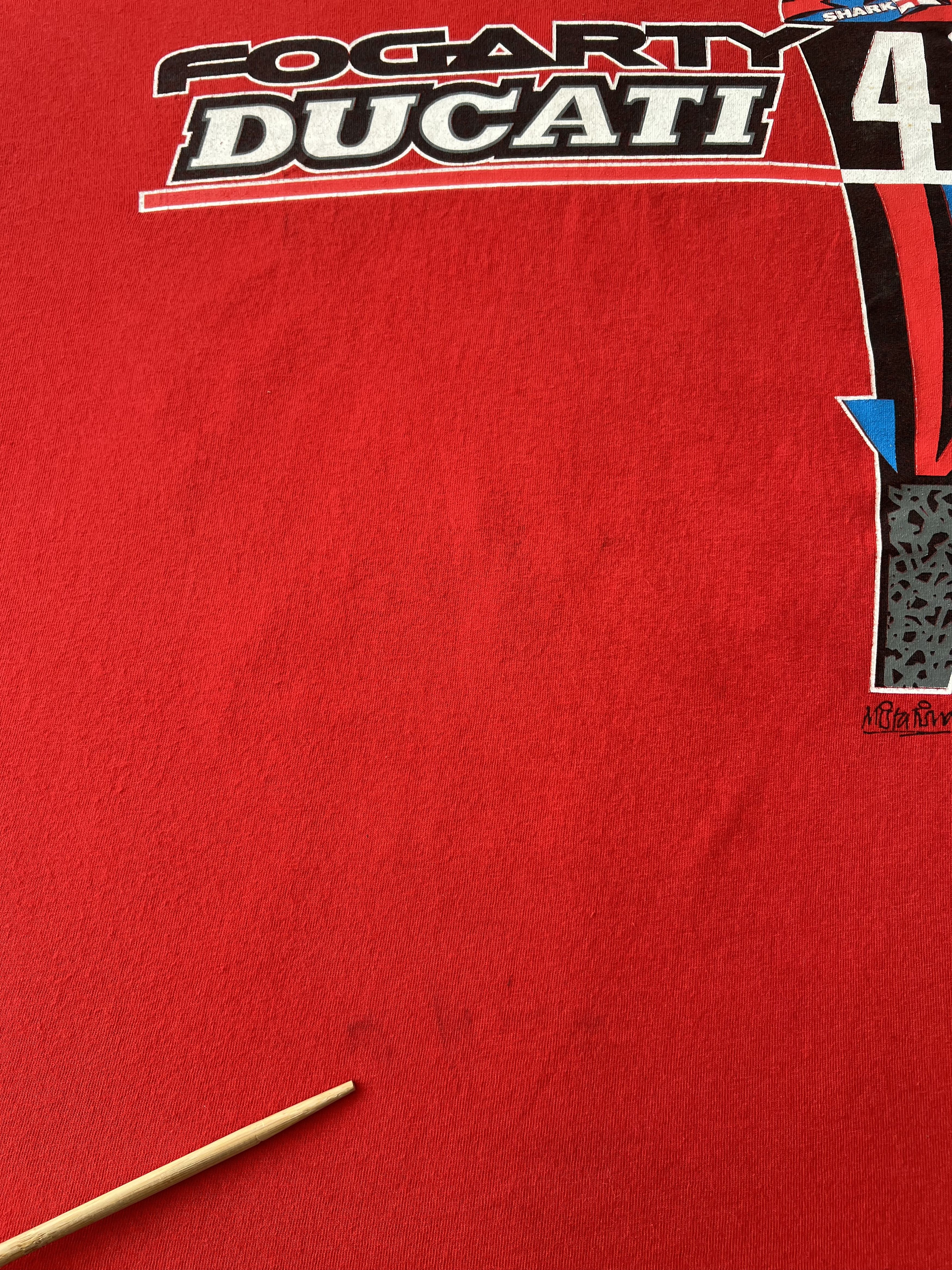 Ducati Vintage 90s Ducati Carl Fogarty Foggy Moto Racing T-shirt Size US XL / EU 56 / 4 - 10 Thumbnail
