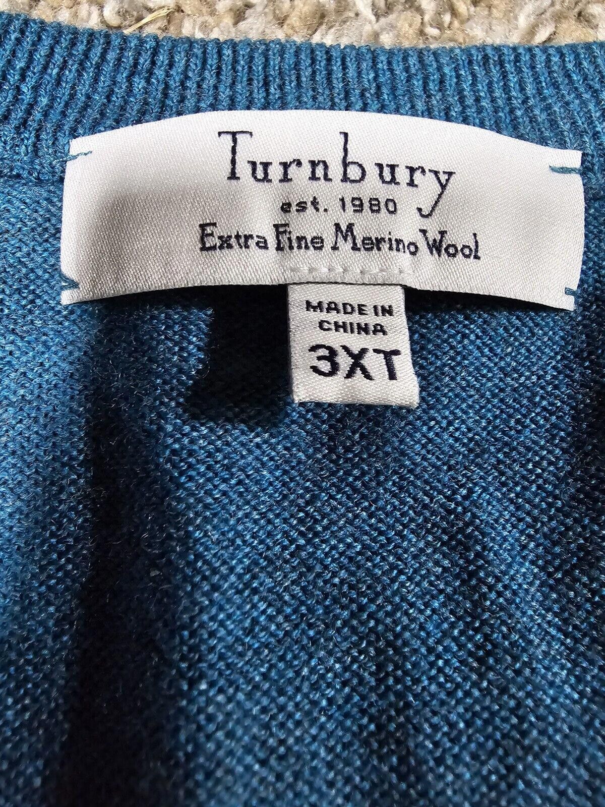 Turnbury Turnbury extra fine merino wool V neck knit sweater 3XT Blue Size US XXL / EU 58 / 5 - 4 Thumbnail