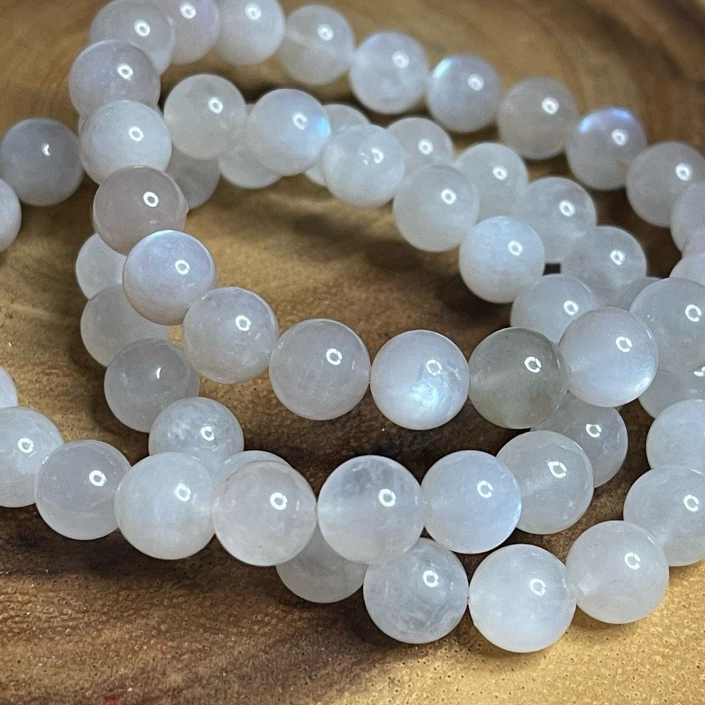 Other White Moonstone beaded bracelet 7” crystal healing beads 8mm Size ONE SIZE - 2 Thumbnail