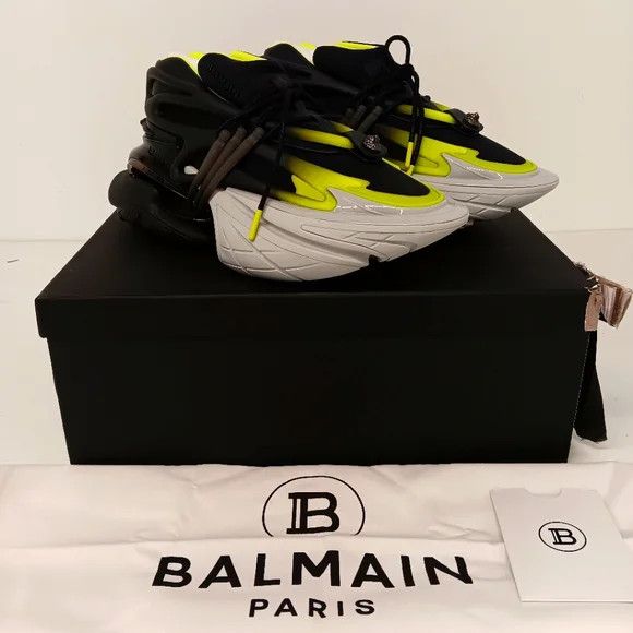 Balmain Balmain Men's Unicorn Blk/Neon Low Chunky Sneakers - EU46 Size US 13 / EU 46 - 1 Thumbnail