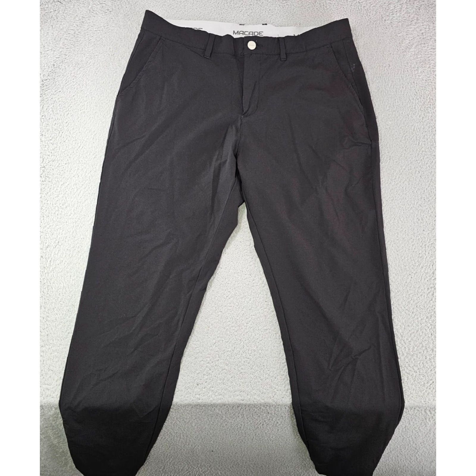 Vintage Macade Pants Mens Slim Chino 36 Regular Black Nylon Stretch 36x30 Buttons Zip Pockets Size US 36 / EU 52 - 2 Thumbnail