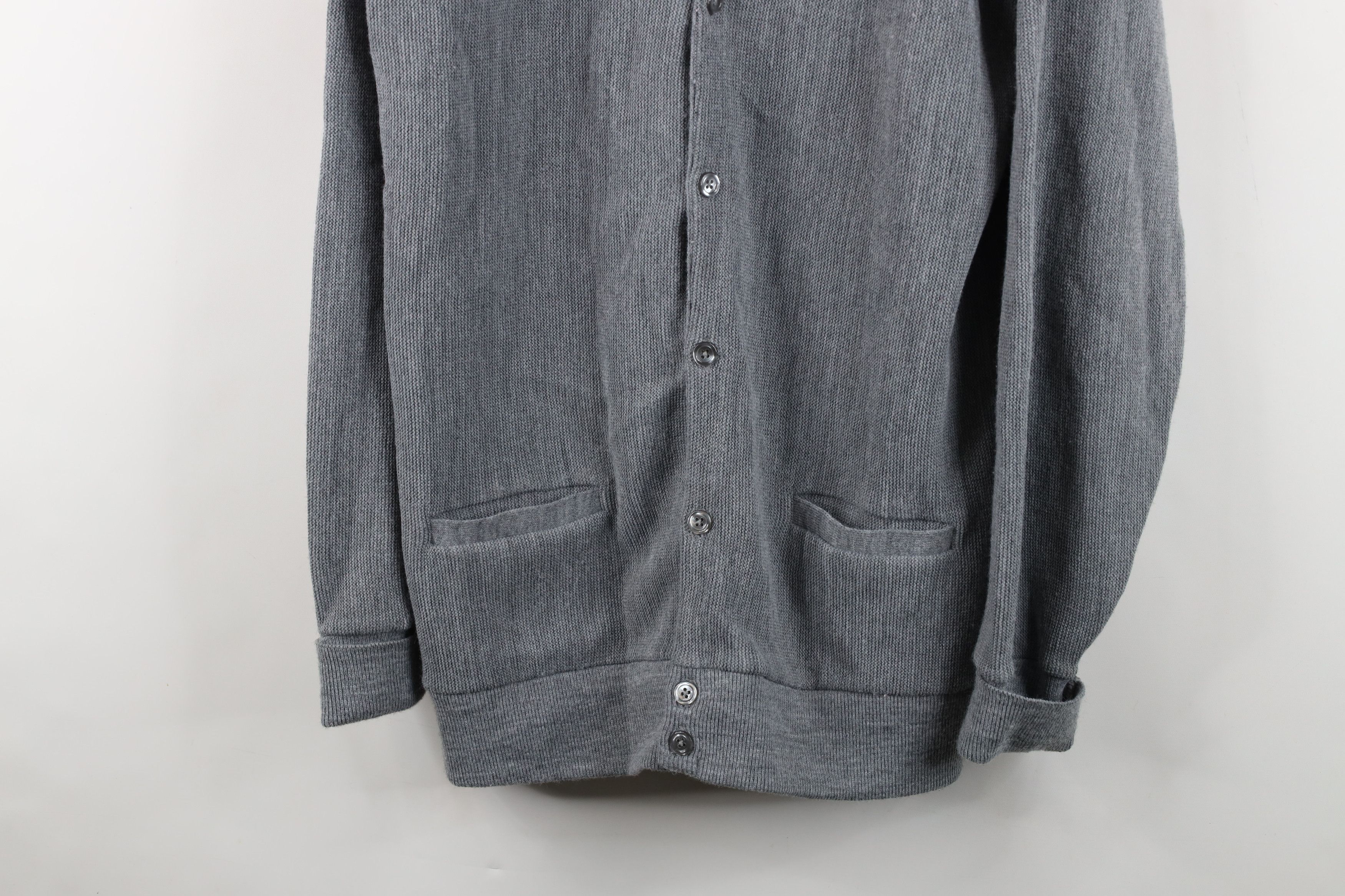 Vintage Vintage 90s Streetwear Blank Knit Cardigan Sweater Gray USA Size US L / EU 52-54 / 3 - 3 Thumbnail