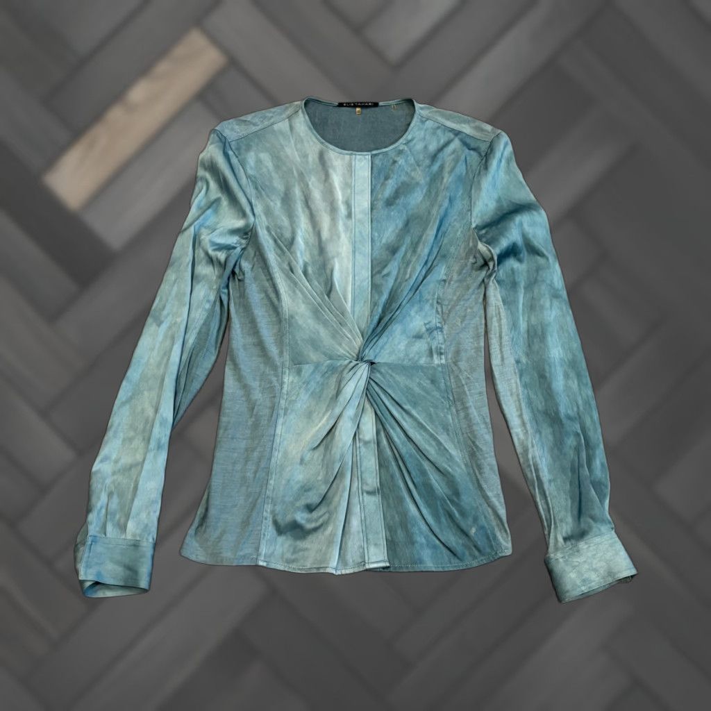 Elie Tahari VINTAGE Elie Tahari Blouse Women’s XS Teal 93% Silk Long Sleeve Top Career Casual Size XS / US 0-2 / IT 36-38 - 1 Thumbnail
