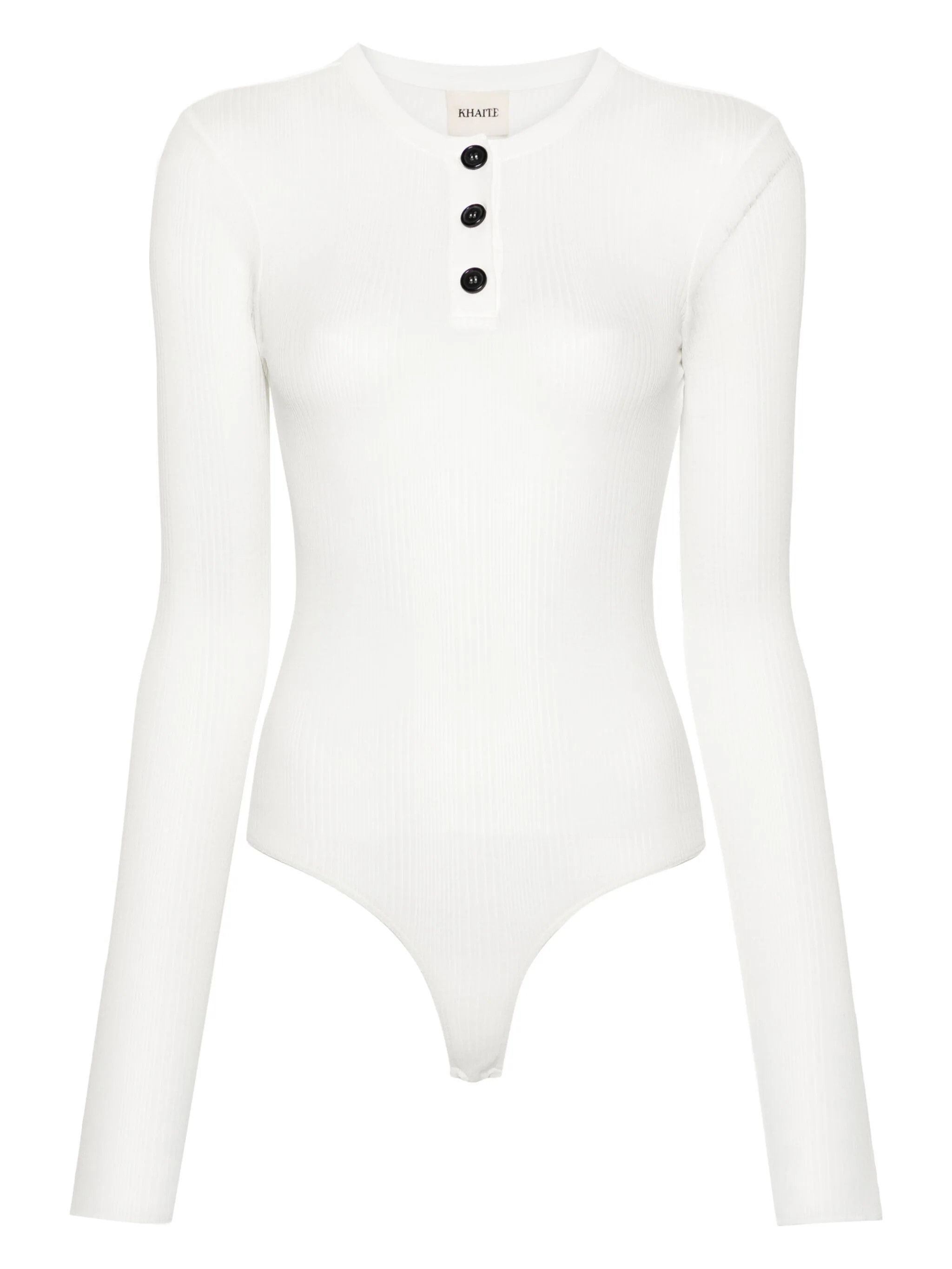 KHAITE o1s22i1n0724 Janelle Ribbed Bodysuit in White Size M / US 6-8 / IT 42-44 - 1 Thumbnail