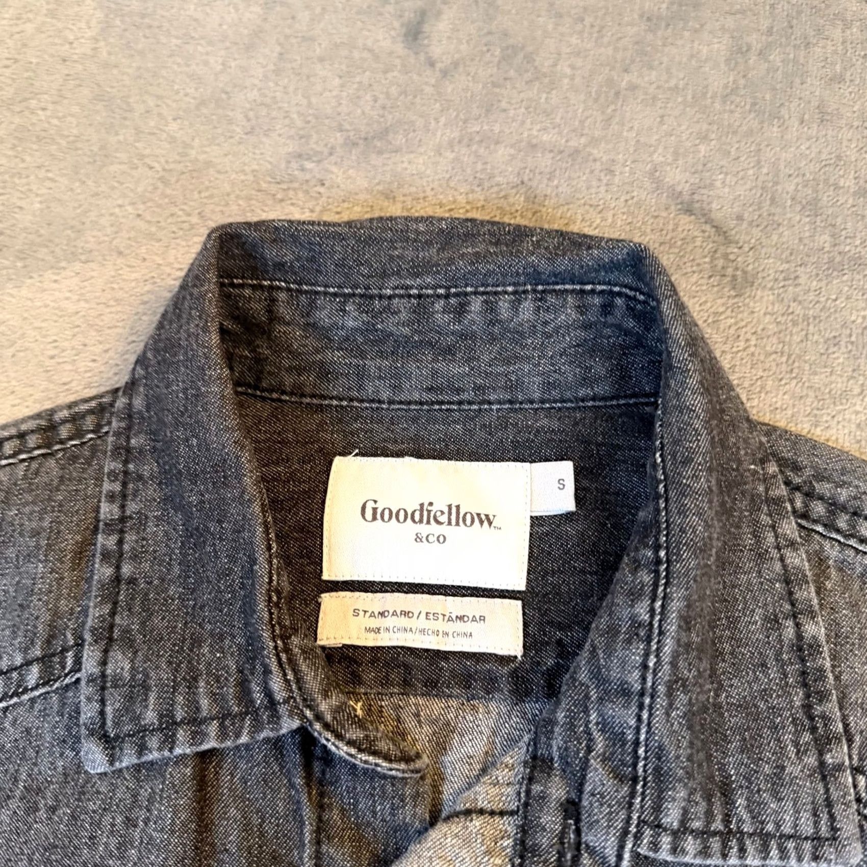 Vintage Goodfellow & Co Denim Shirt Mens Small Gray Black Snap Front Western Casual Size US S / EU 44-46 / 1 - 2 Thumbnail