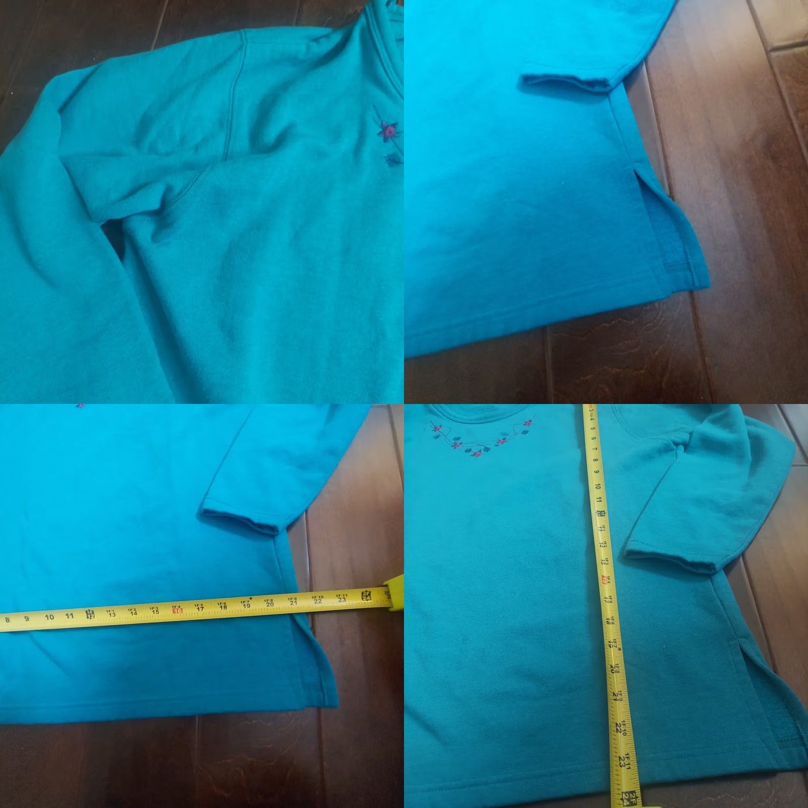 Vintage Holmewood Women's Turquoise Blue Plant Star Print Pullover Sweater Size M 14/16 Sleeve Long Crew Neck Stars Pullover Women M & M Size M / US 6-8 / IT 42-44 - 8 Thumbnail