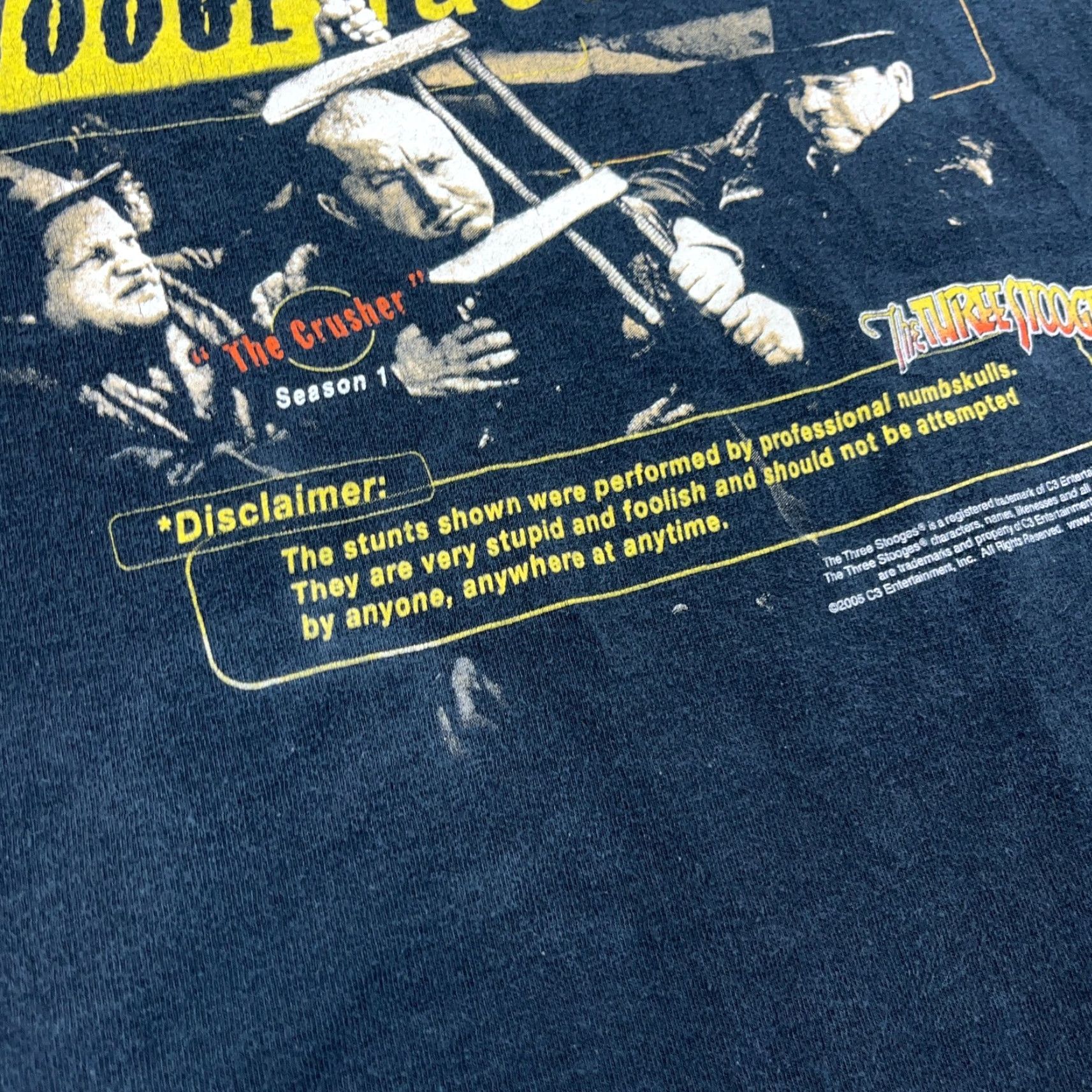 Gildan VINTAGE Three Stooges Shirt Men XL Black Tee Movie Promo Stooge Factor Fade Gildan Logo Graphic Print T-Shirt Short Sleeve Mens Size US XL / EU 56 / 4 - 3 Thumbnail