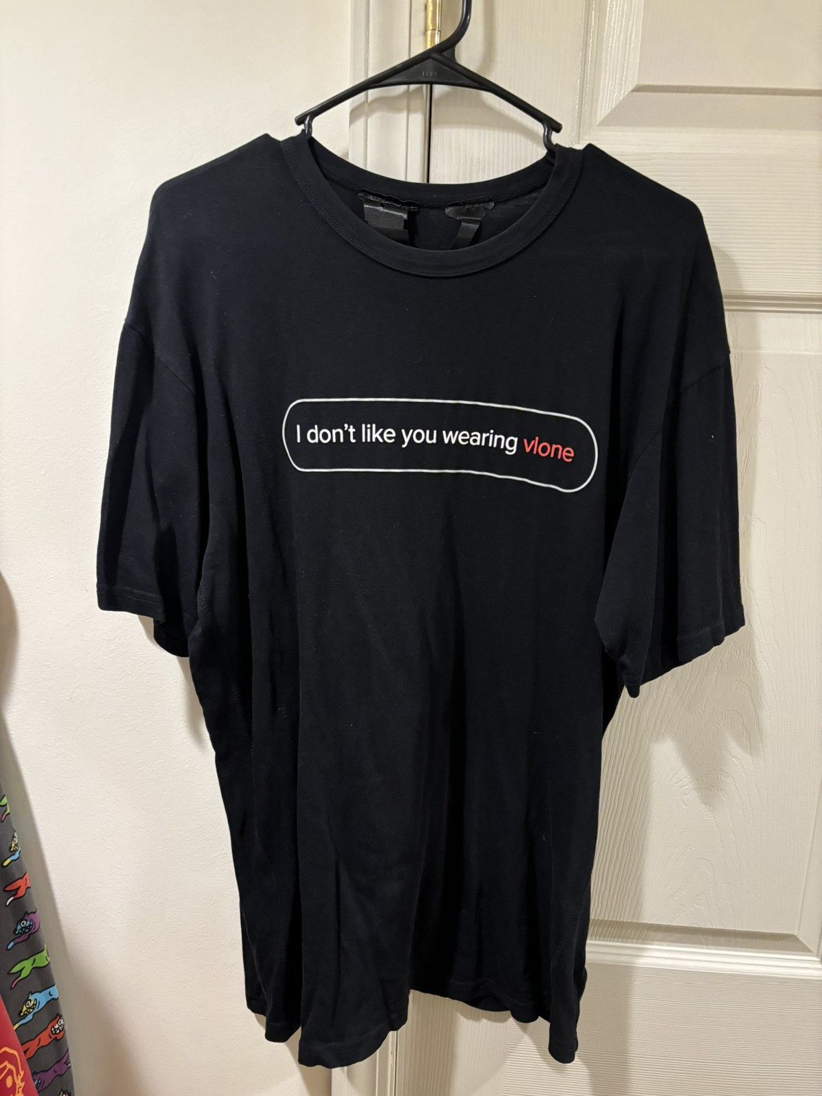 image of I Don't Like You Wearing Vlone Black Tee, Men's (Size Medium)