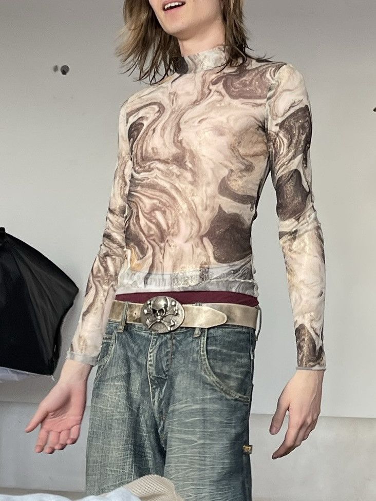 Hysteric Glamour × Japanese Brand Mesh Y2K Long Sleeve Cropped Top Jean Paul Gaultier Style Size M / US 6-8 / IT 42-44 - 4 Thumbnail
