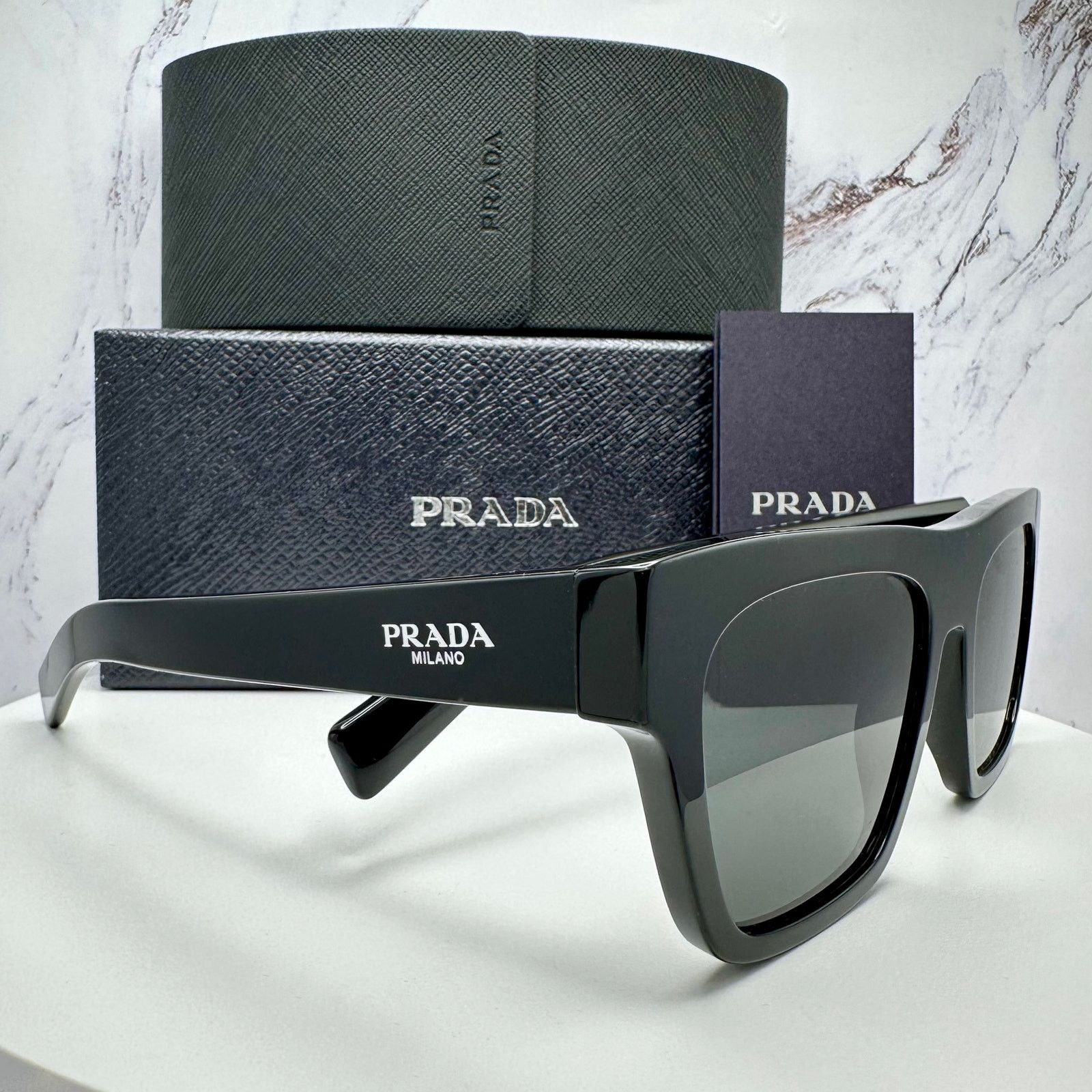 Prada NEW PRADA Sunglasses Black Square Rectangle w/ Box & Case Size ONE SIZE - 15 Thumbnail