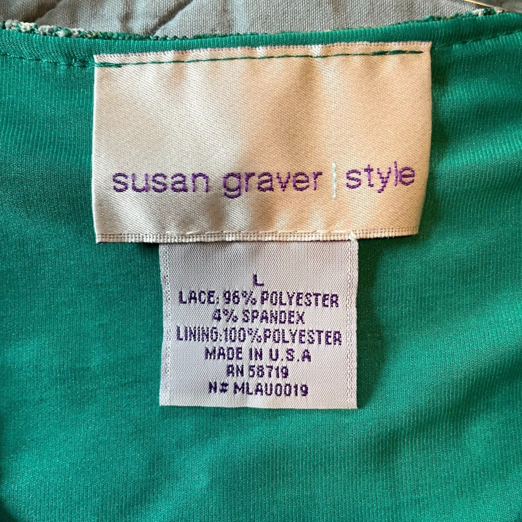 Vintage Susan Graver Style Tunic Top Womens Lace Green Paisley Bohemian Shirt Versatile Adult Regular Sleeve 3/4 Casual/Office Shoes Size L / US 10 / IT 46 - 4 Thumbnail