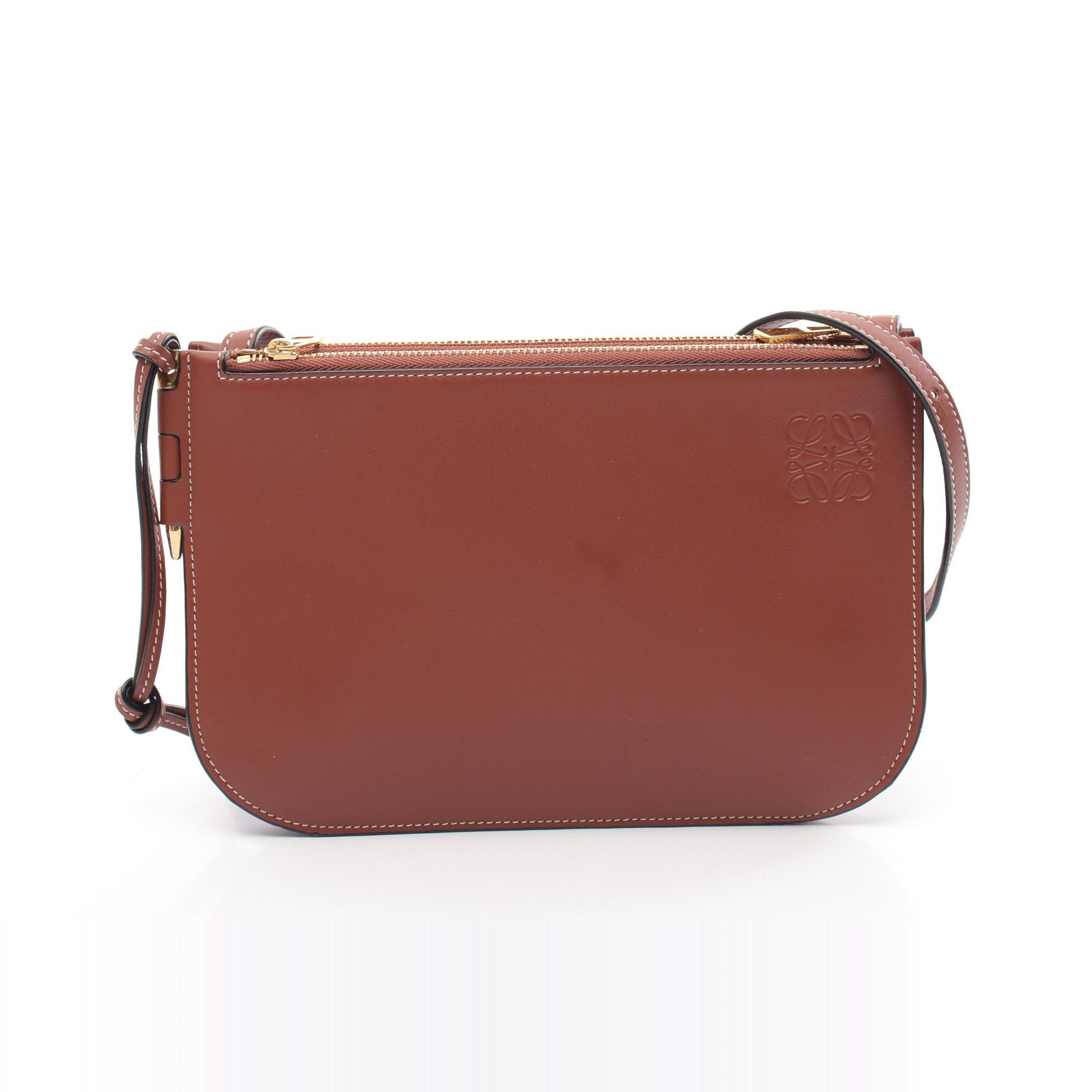 Loewe Loewe Gate Double Zip Pouch Shoulder Bag Leather Brown Size ONE SIZE - 1 Thumbnail