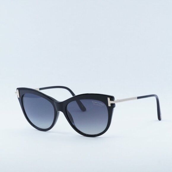 Tom Ford Tom Ford Kira FT0821 01D Sunglasses Black/Gold Cat Eye Frame Size ONE SIZE - 1 Thumbnail