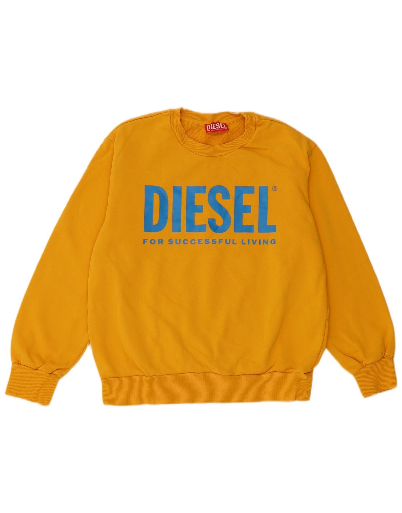 Diesel Womens Graphic Sweatshirt Jumper UK 14 Medium Yellow Cotton Size S / US 4 / IT 40 - 1 Thumbnail
