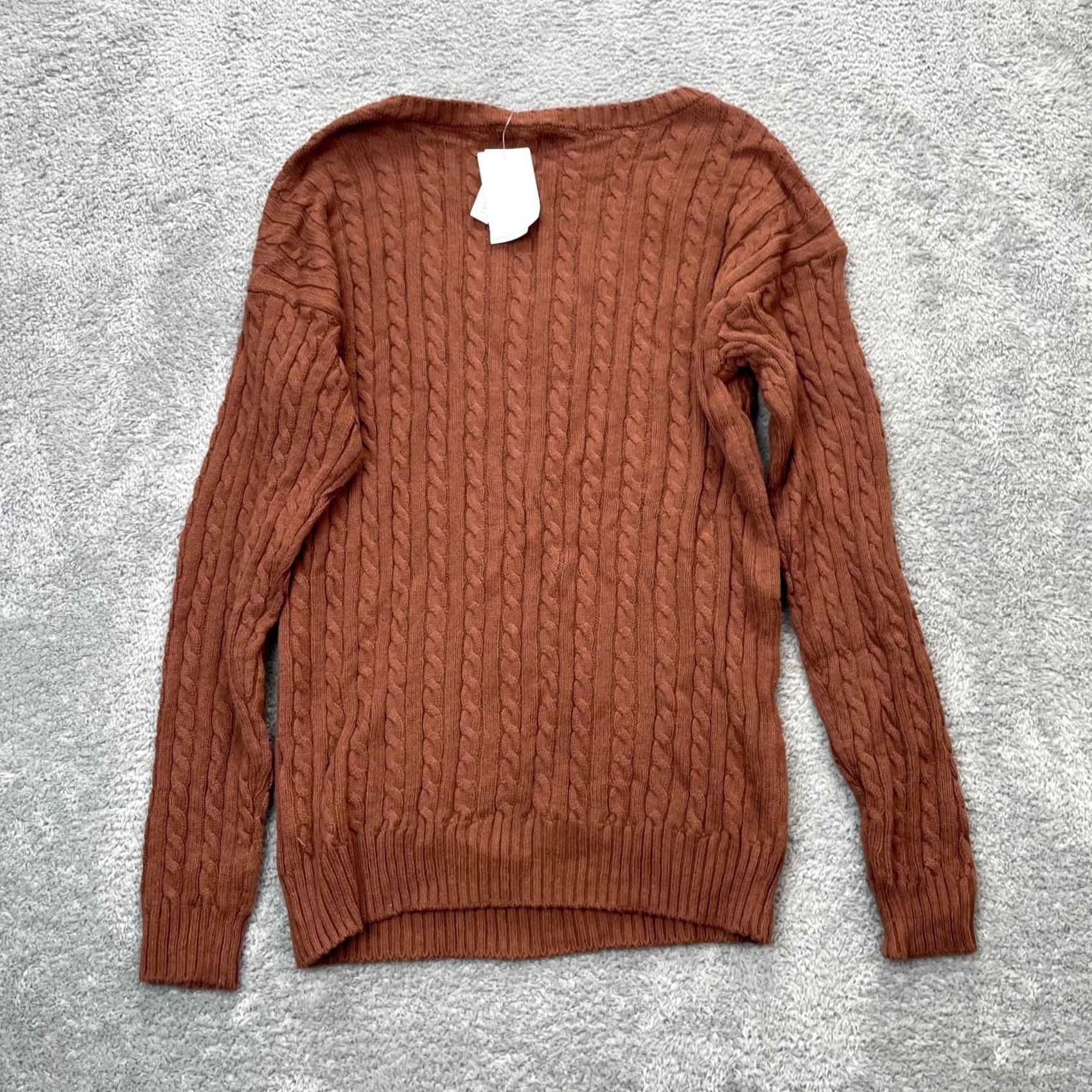 Nordstrom Nordstrom BP Sweater Womens M Brown Cable Knit V Neck Pullover Casual Fall Winter Knit Shirt Size M / US 6-8 / IT 42-44 - 2 Thumbnail