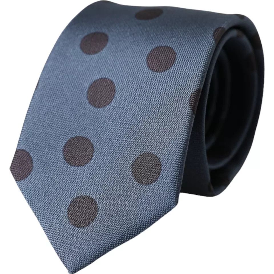 Blue Black Silk Polka Dot Adjustable Men Men's Tie