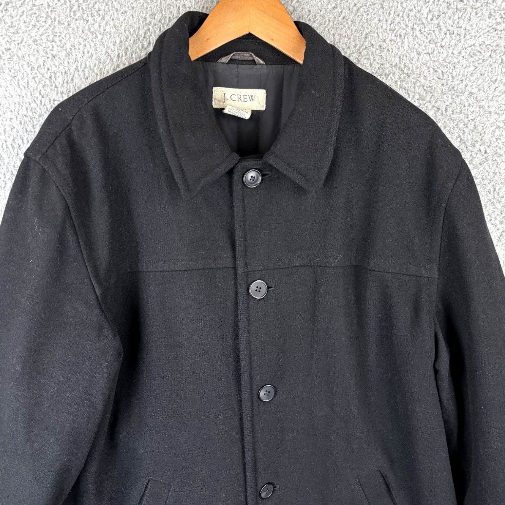 J.Crew J.CREW Overcoat Mens Medium Black Wool Blend Quilted Insulated Casual Peacoat Size US M / EU 48-50 / 2 - 2 Thumbnail