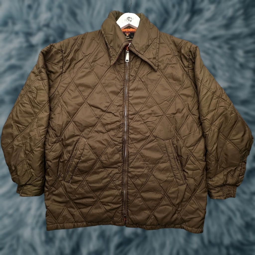 Vintage VINTAGE Fashion Sportswear Quilted Puffer Jacket Mens L Brown Orange Short Zip Solid 70s Size US L / EU 52-54 / 3 - 1 Thumbnail
