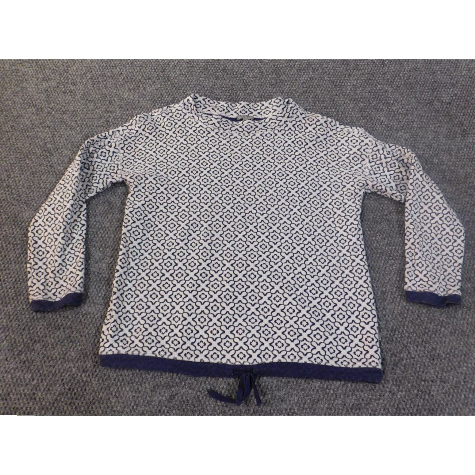 Talbots Talbots Sweater Pullover Geometric Medium Petite Blue Womens Knit Cotton Crew Neck Long Sleeve Casual Modern Size M / US 6-8 / IT 42-44 - 4 Thumbnail