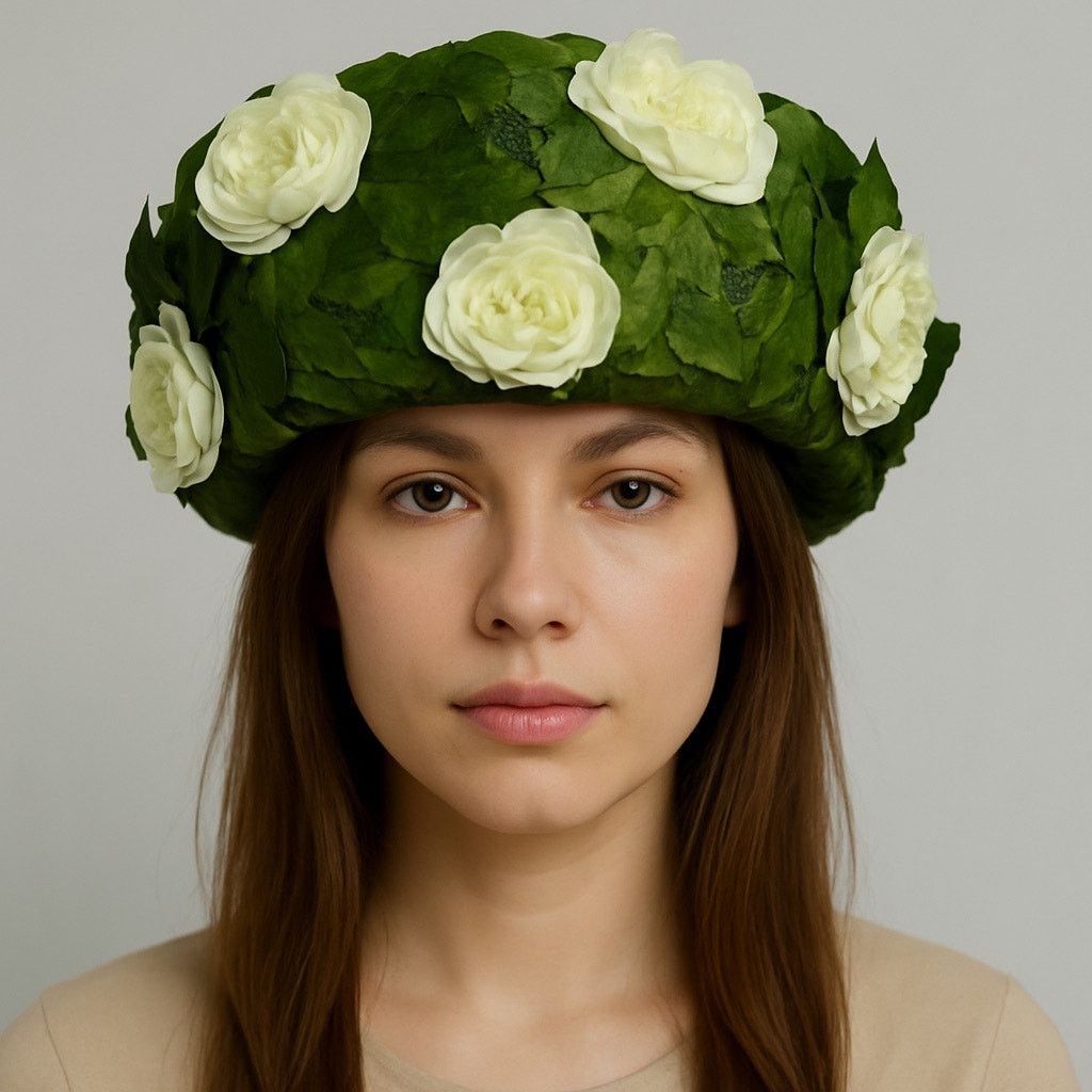 Vintage Vintage Jack McConnell Boutique Green Floral Hat Size ONE SIZE - 2 Thumbnail