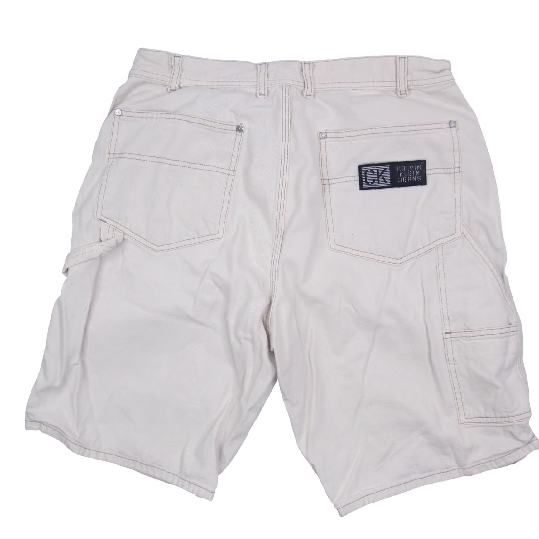 Calvin Klein VINTAGE Calvin Klein Mens Jean Shorts 33 Tan Y2k Patch 9/10 Shirts? Size US 33 - 2 Thumbnail