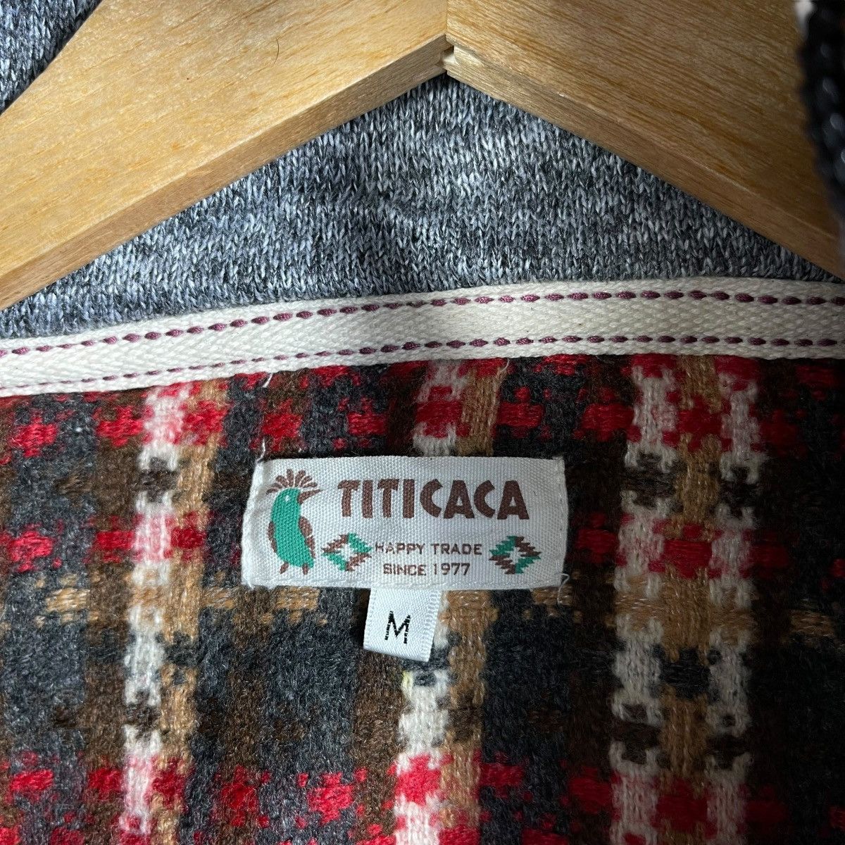 Vintage Titicaca Patchwork Knit Hoodie Jacket Ethnic Pattern Fleece Size US M / EU 48-50 / 2 - 3 Thumbnail